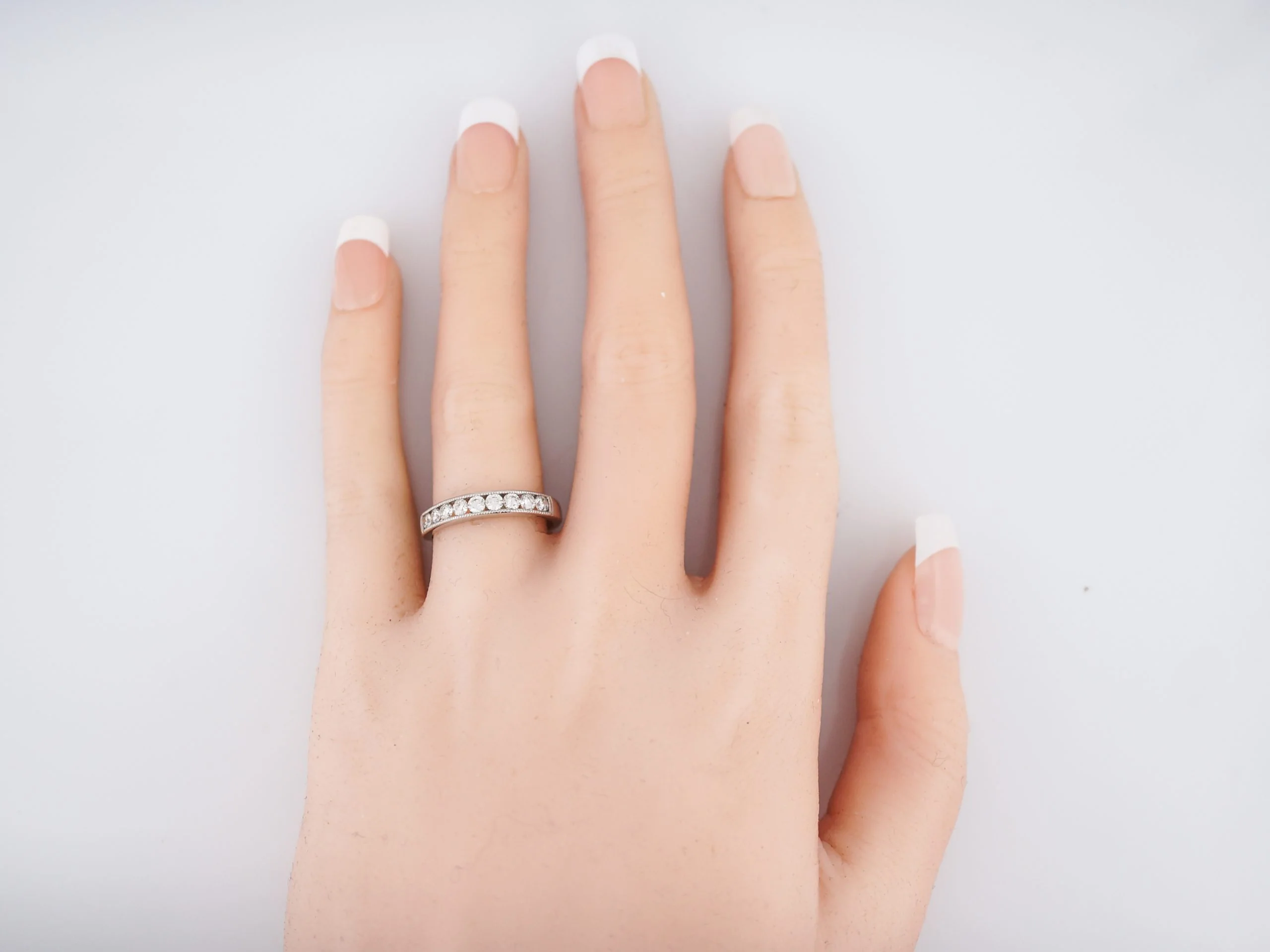 Modern Wedding Band .63 Round Brilliant Diamond in 14k White Gold - Image 5