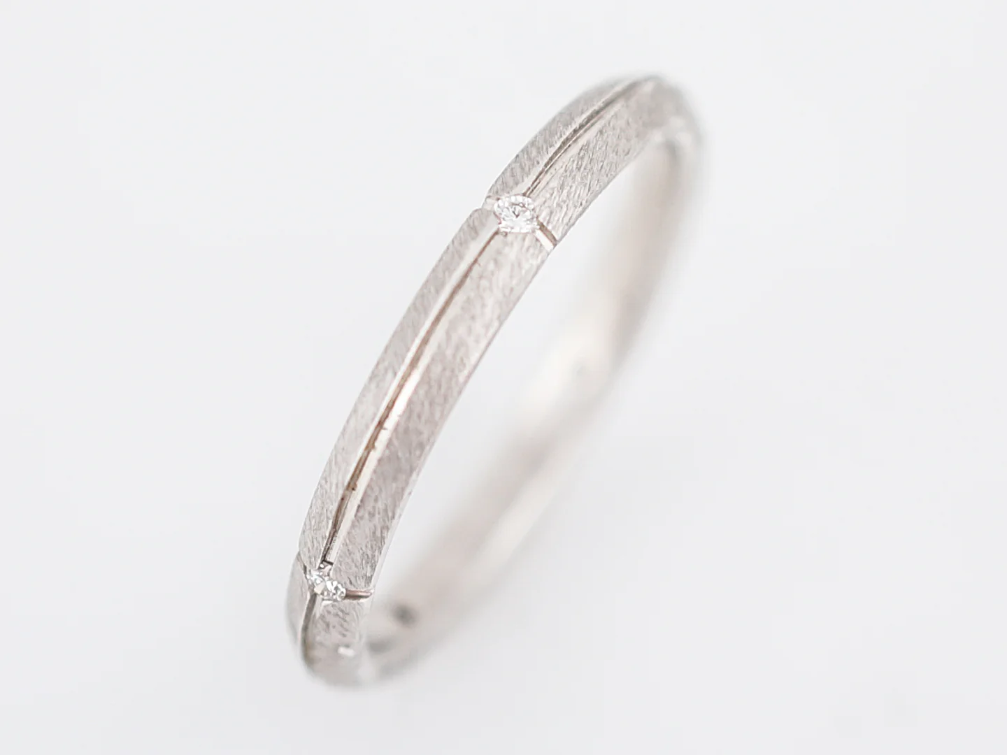 Modern Wedding Band Tiffany & Co .05 Round Brilliant Diamonds in 18k White Gold - Image 3