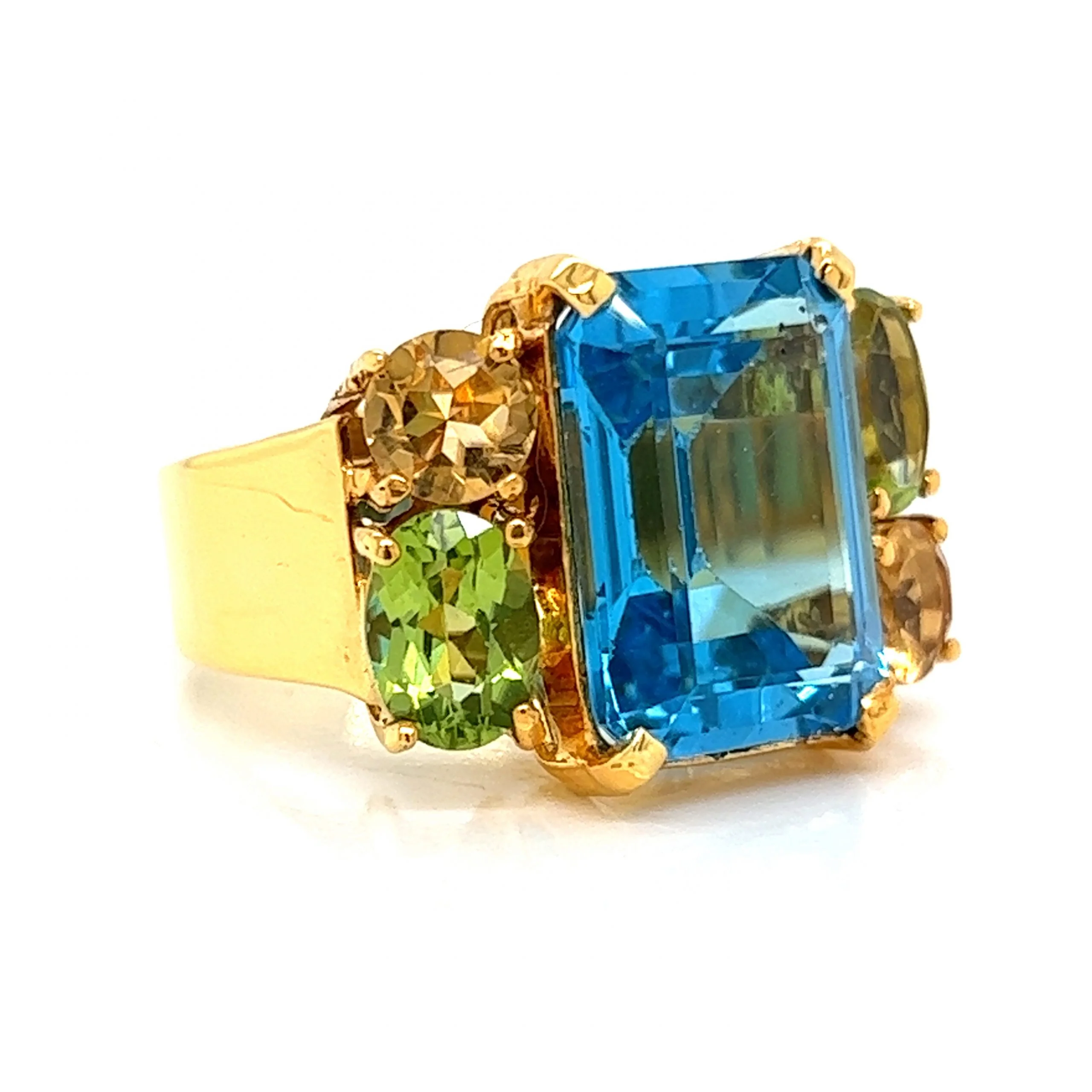 Multi-Color Gemstone Cocktail Ring in 18k Yellow Gold - Image 3