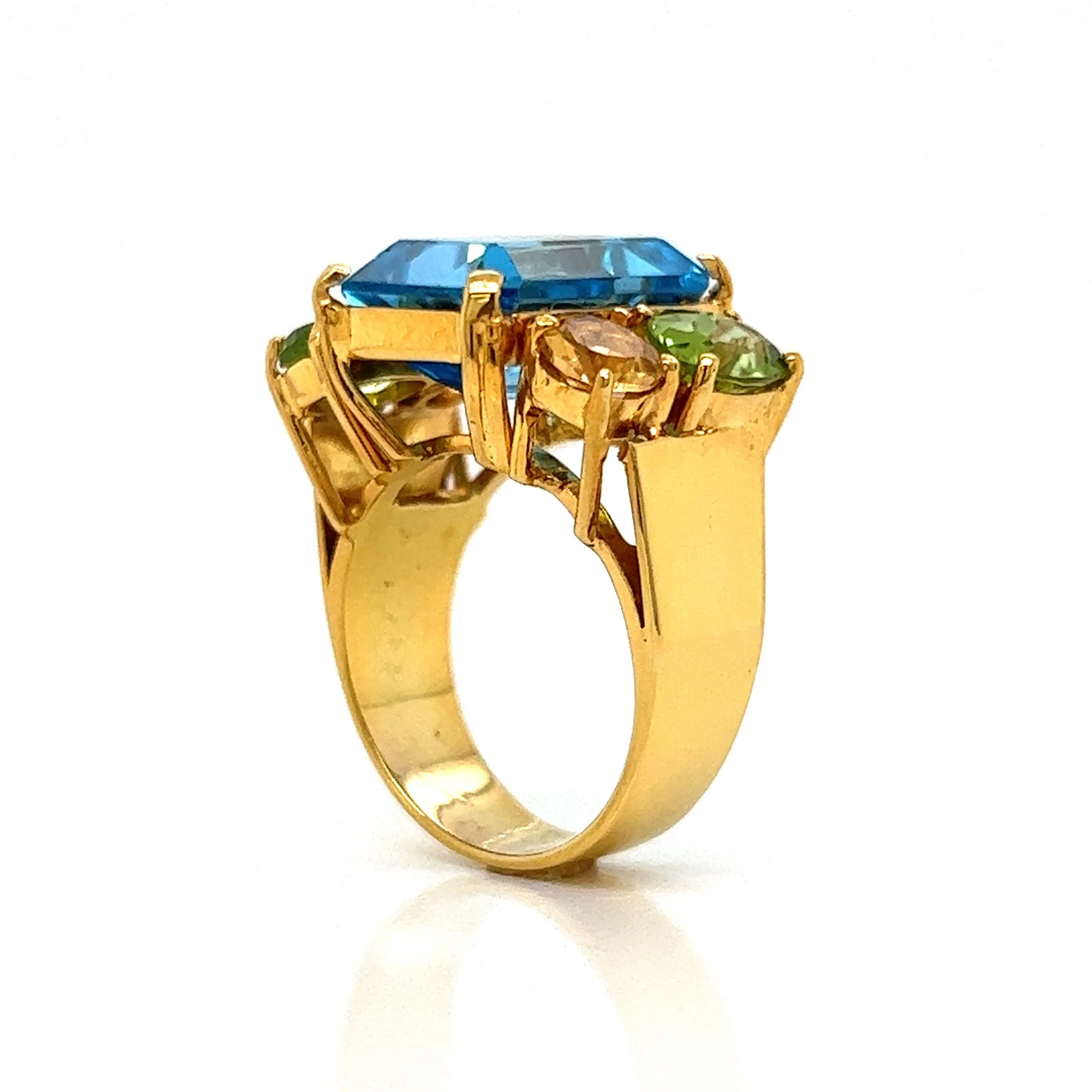 Multi-Color Gemstone Cocktail Ring in 18k Yellow Gold - Image 5