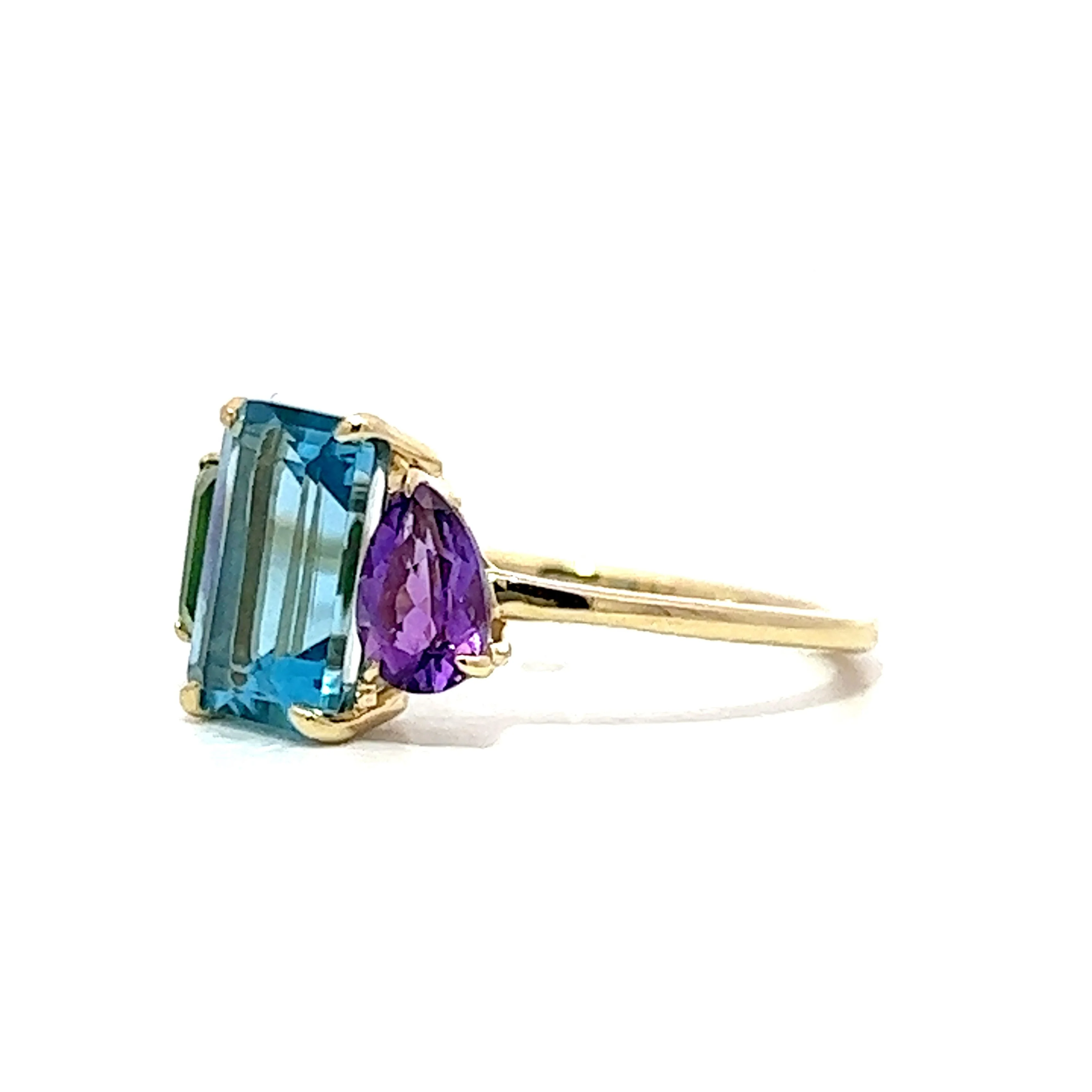 Multi-Gemstone Cocktail Ring in 14k Yellow Gold - Image 2
