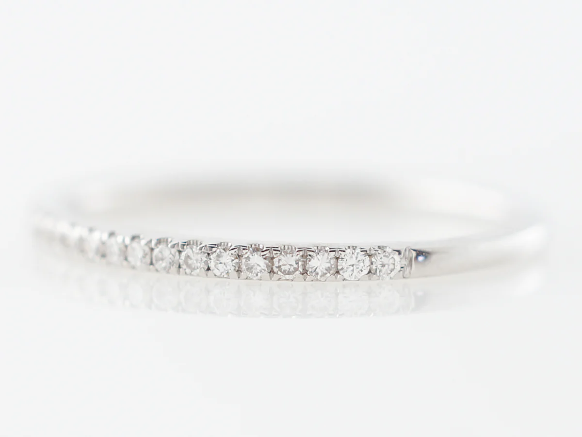 Narrow Diamond Wedding Band in 18k White Gold - Image 2