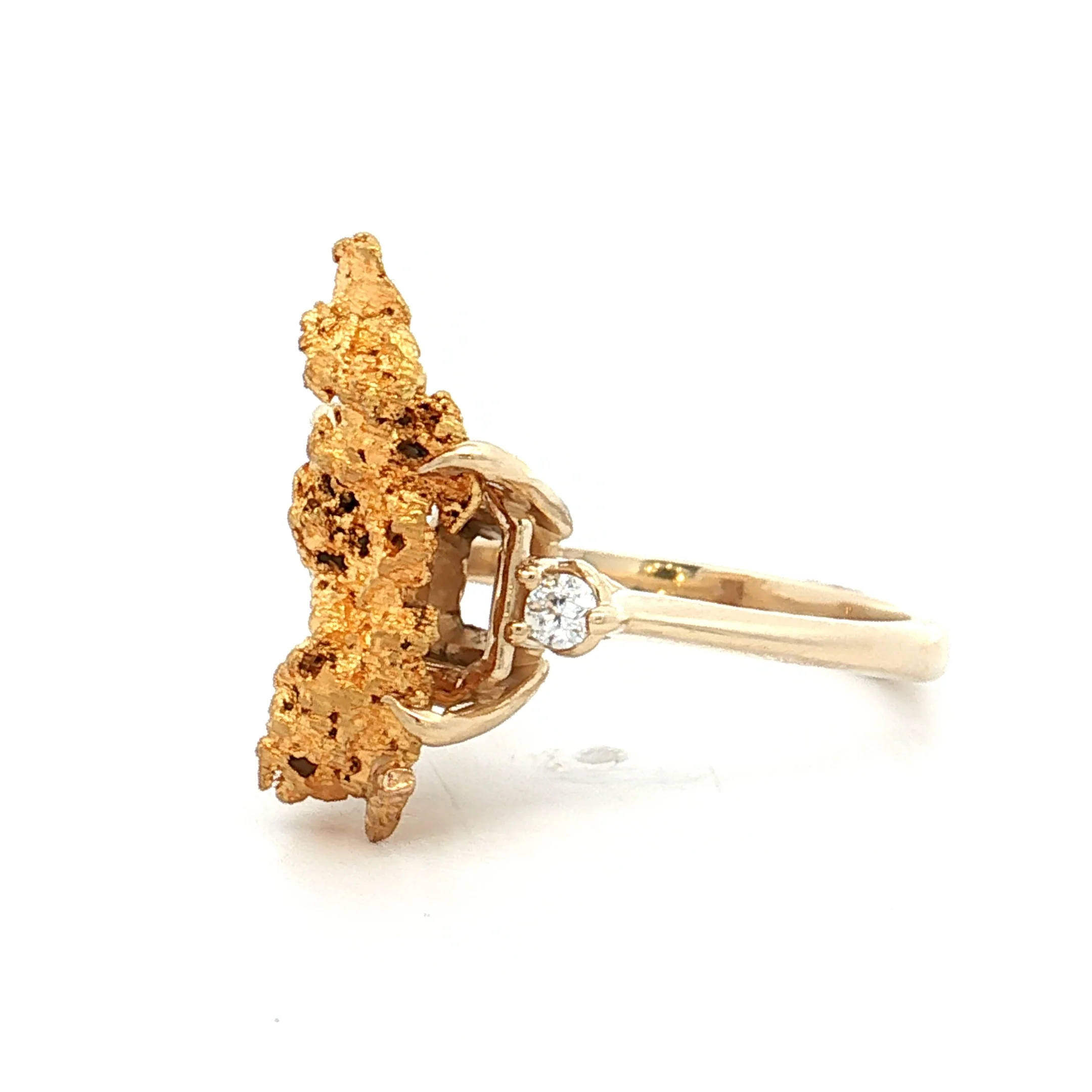Natural Gold Nugget Cocktail Ring 24/14k Yellow Gold - Image 2