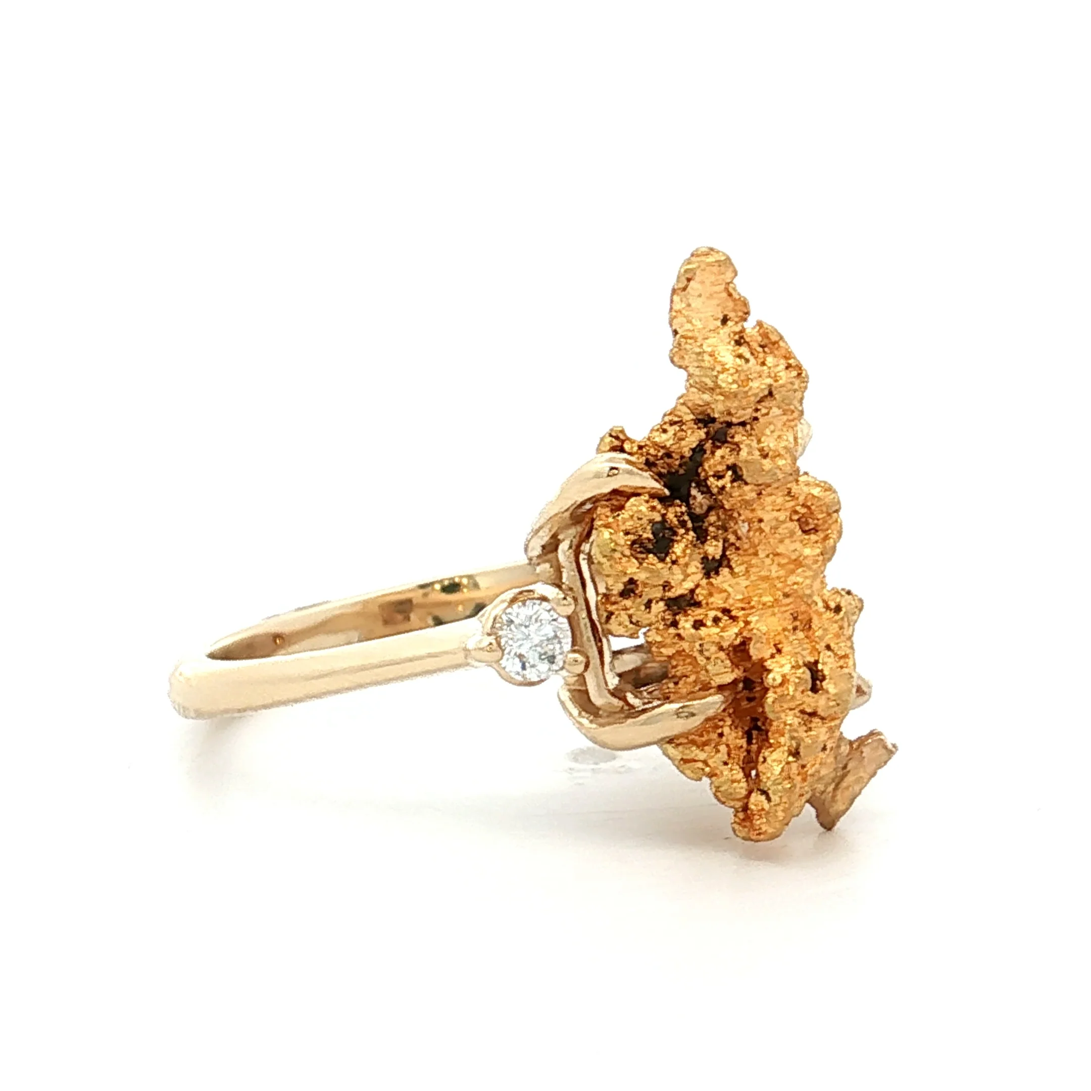 Natural Gold Nugget Cocktail Ring 24/14k Yellow Gold - Image 3