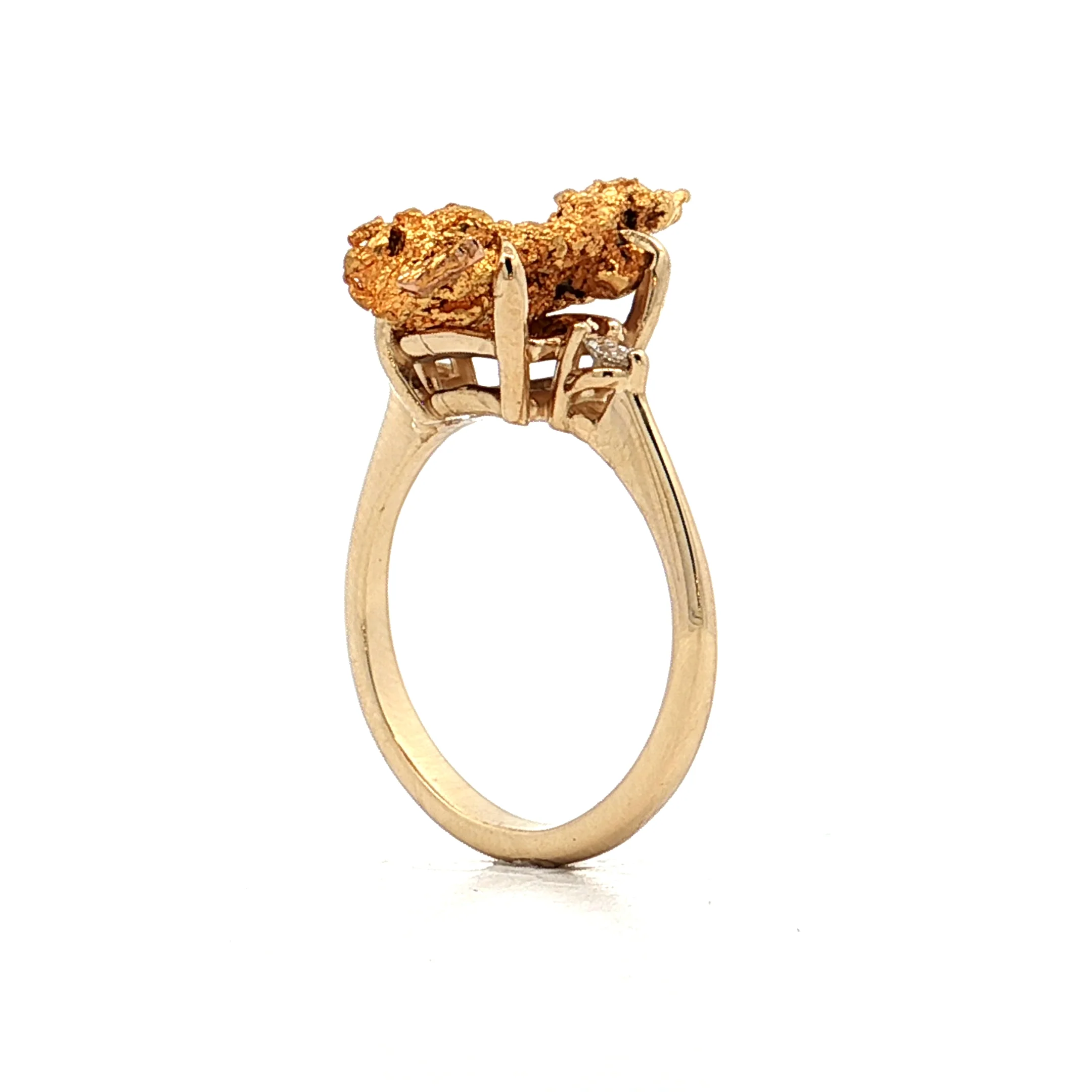 Natural Gold Nugget Cocktail Ring 24/14k Yellow Gold - Image 5