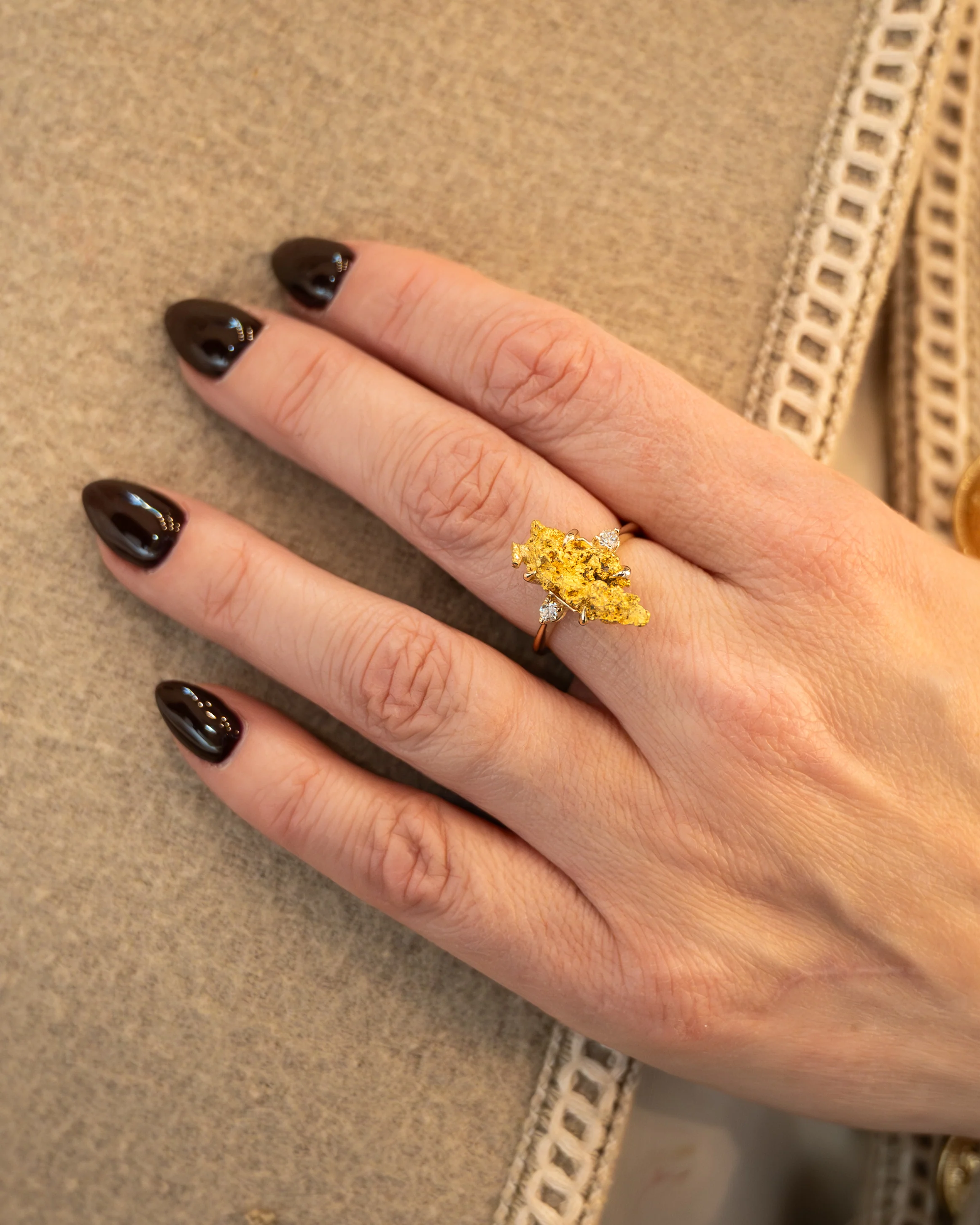 Natural Gold Nugget Cocktail Ring 24/14k Yellow Gold - Image 7