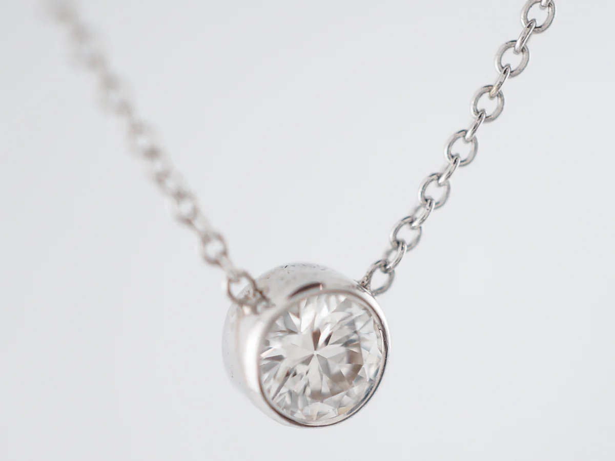 Necklace Modern .25 Round Brilliant Cut Diamond in 14k White Gold - Image 3