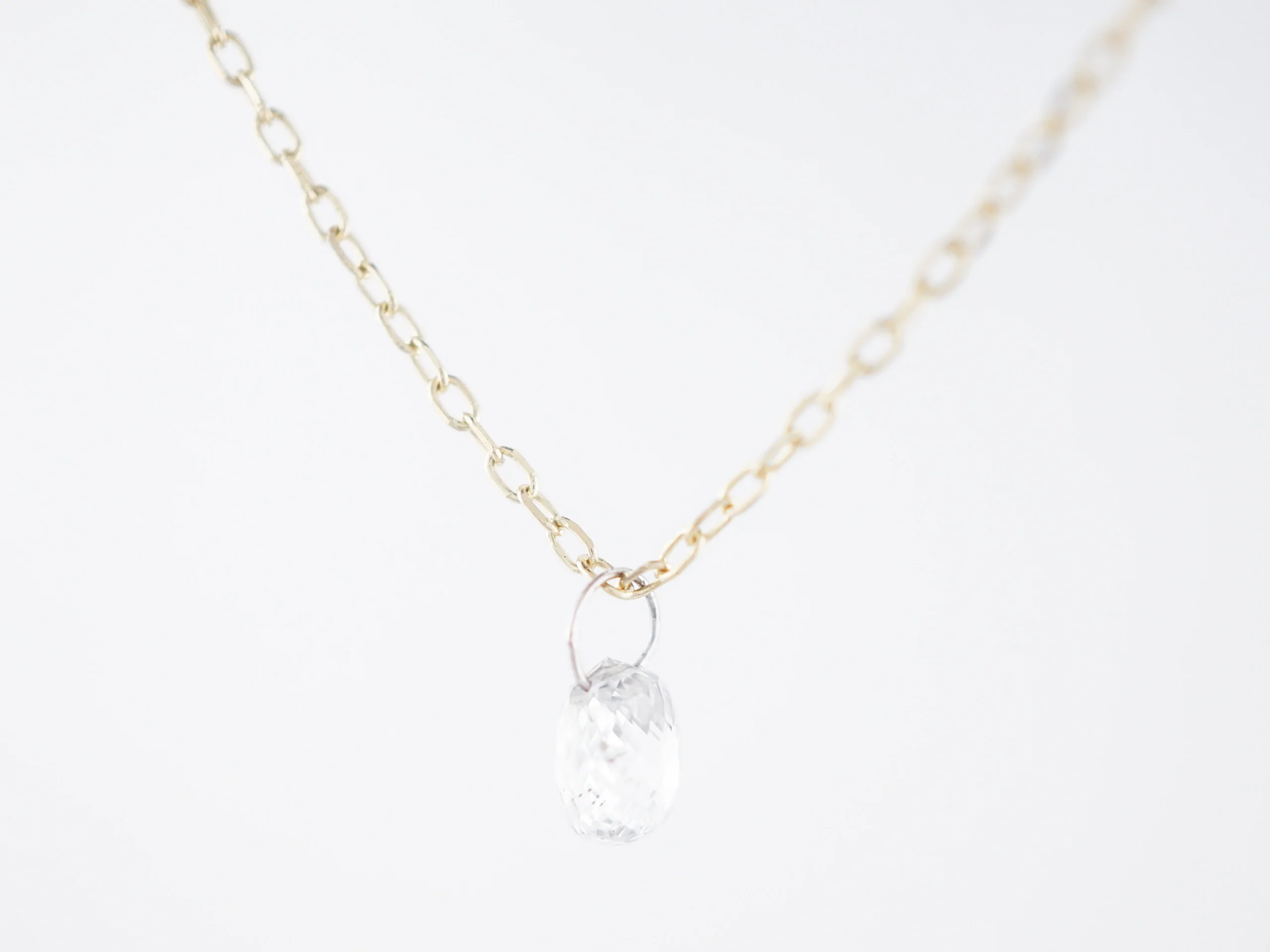 Necklace Modern .48 Briolette Cut Diamond in 14K Yellow Gold