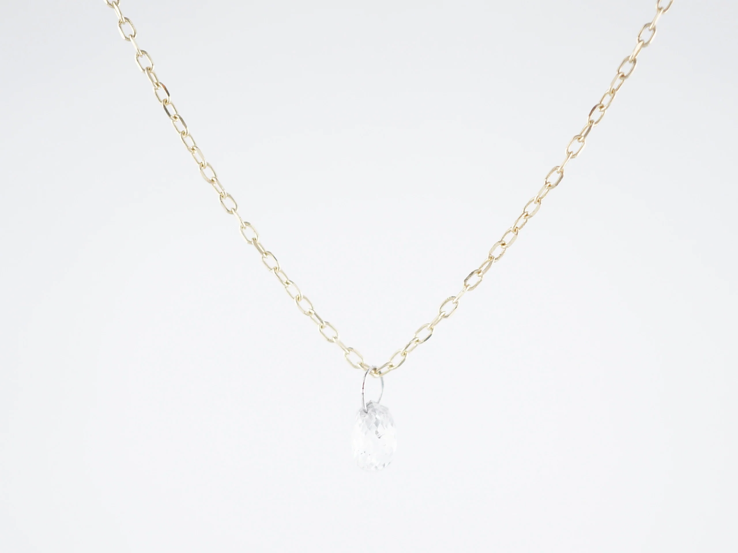 Necklace Modern .48 Briolette Cut Diamond in 14K Yellow Gold - Image 2