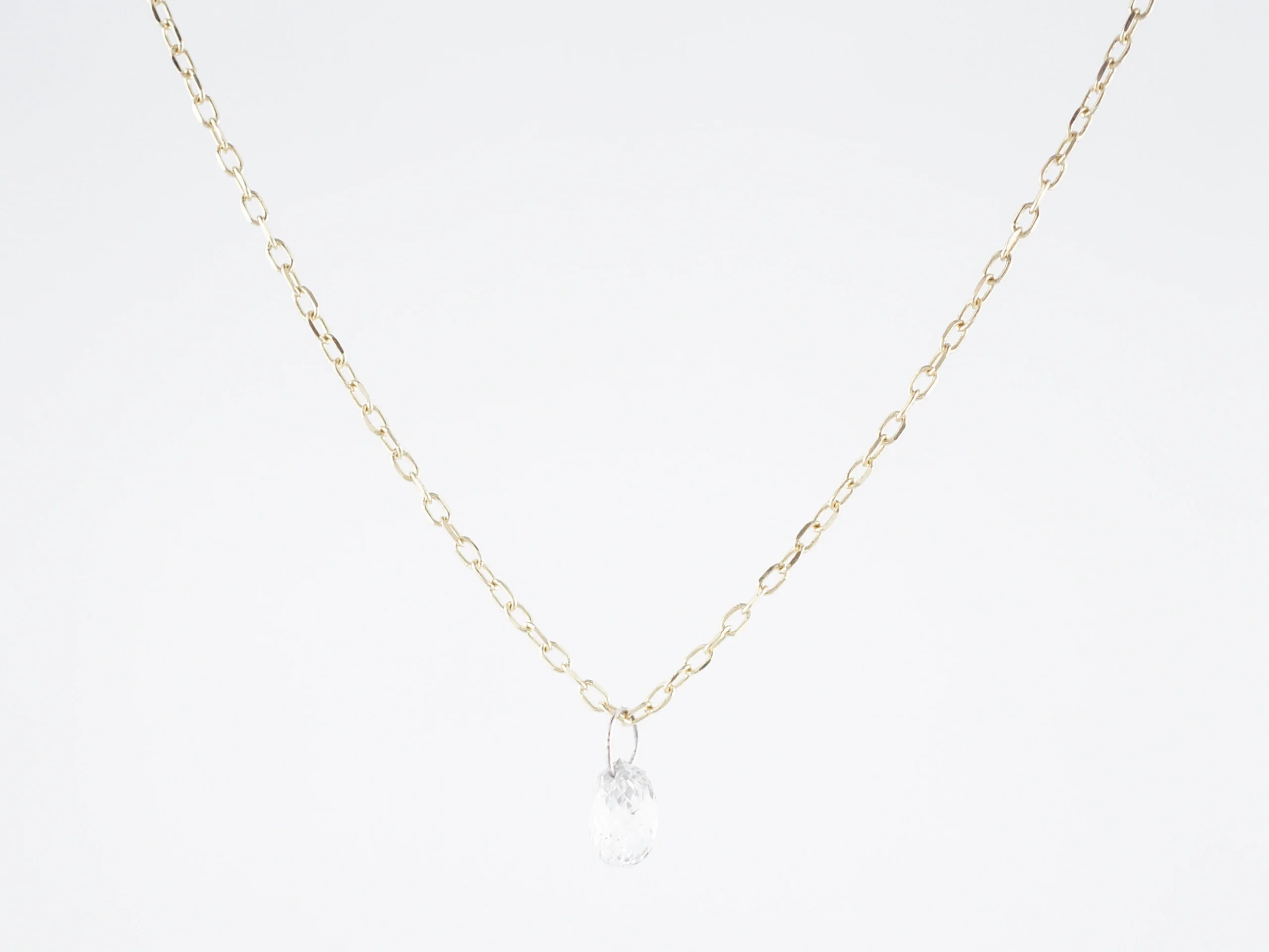 Necklace Modern .48 Briolette Cut Diamond in 14K Yellow Gold - Image 3