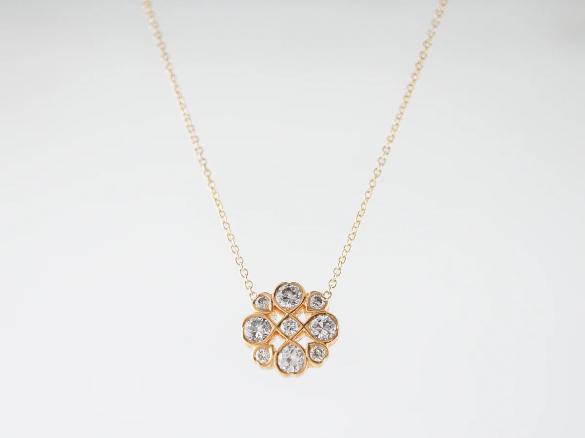 Necklace Modern .81 Round Brilliant Cut Diamonds in 14k Yellow Gold