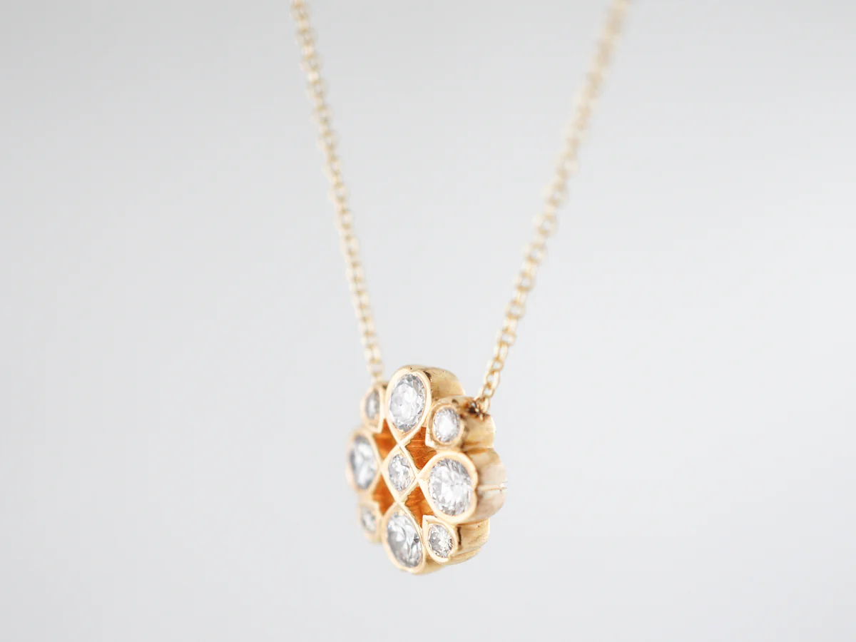 Necklace Modern .81 Round Brilliant Cut Diamonds in 14k Yellow Gold - Image 2
