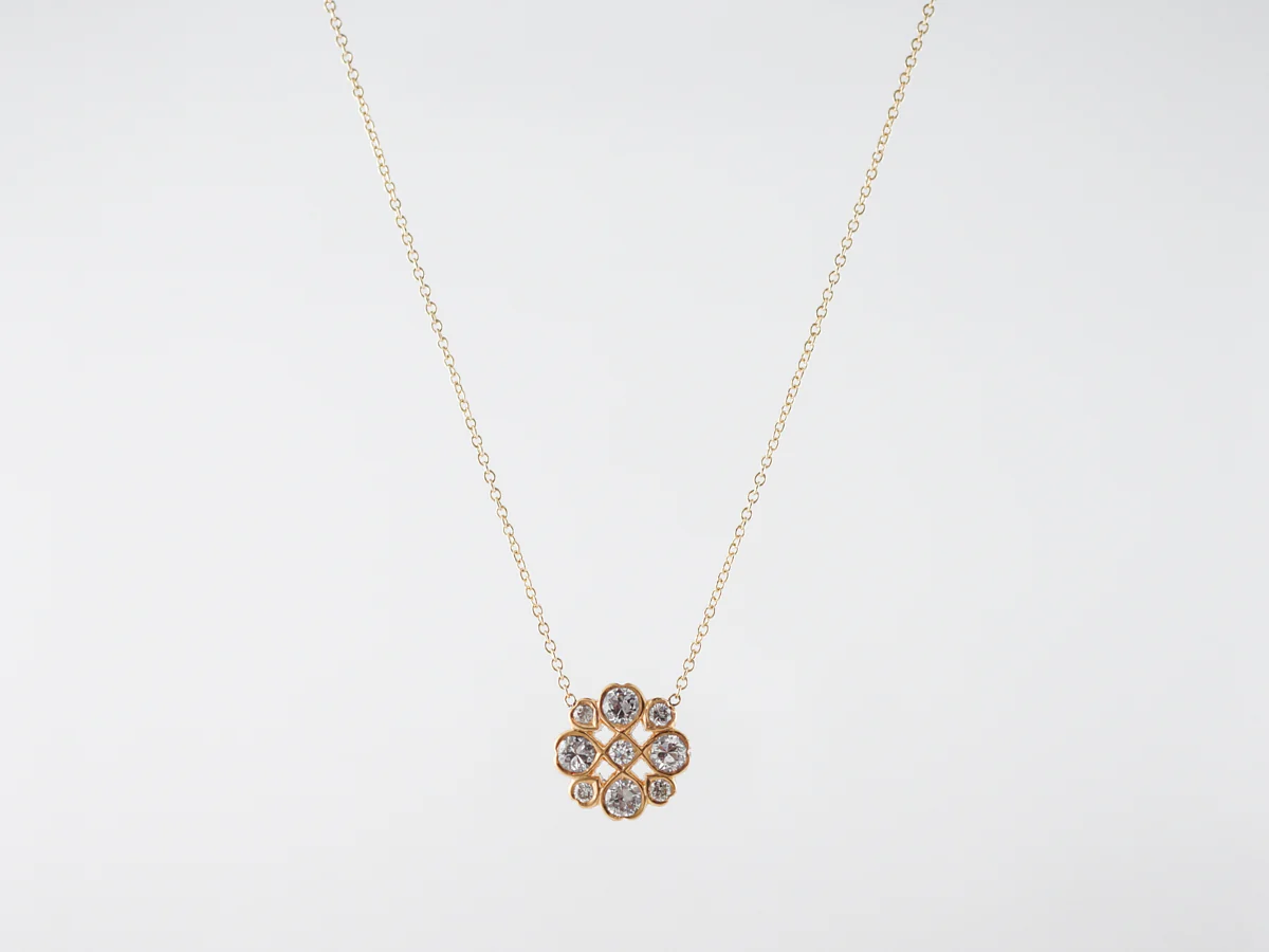 Necklace Modern .81 Round Brilliant Cut Diamonds in 14k Yellow Gold - Image 3