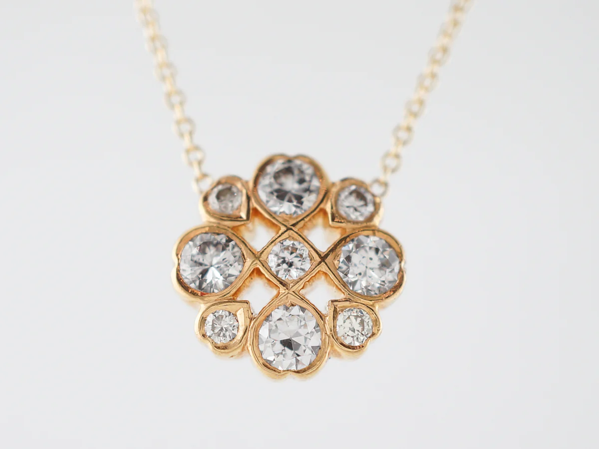 Necklace Modern .81 Round Brilliant Cut Diamonds in 14k Yellow Gold - Image 4