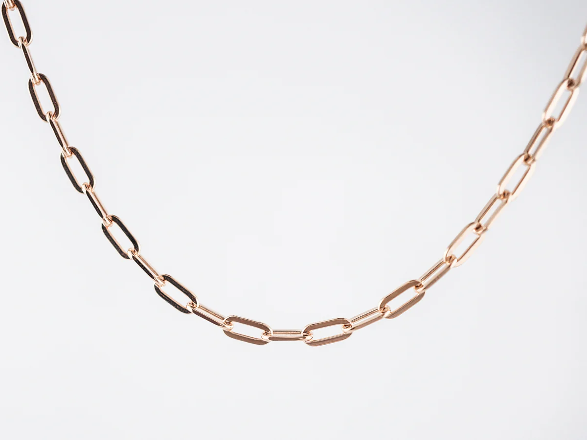 Necklace Modern Flat Oval Link in 18k Rose Gold - Image 2