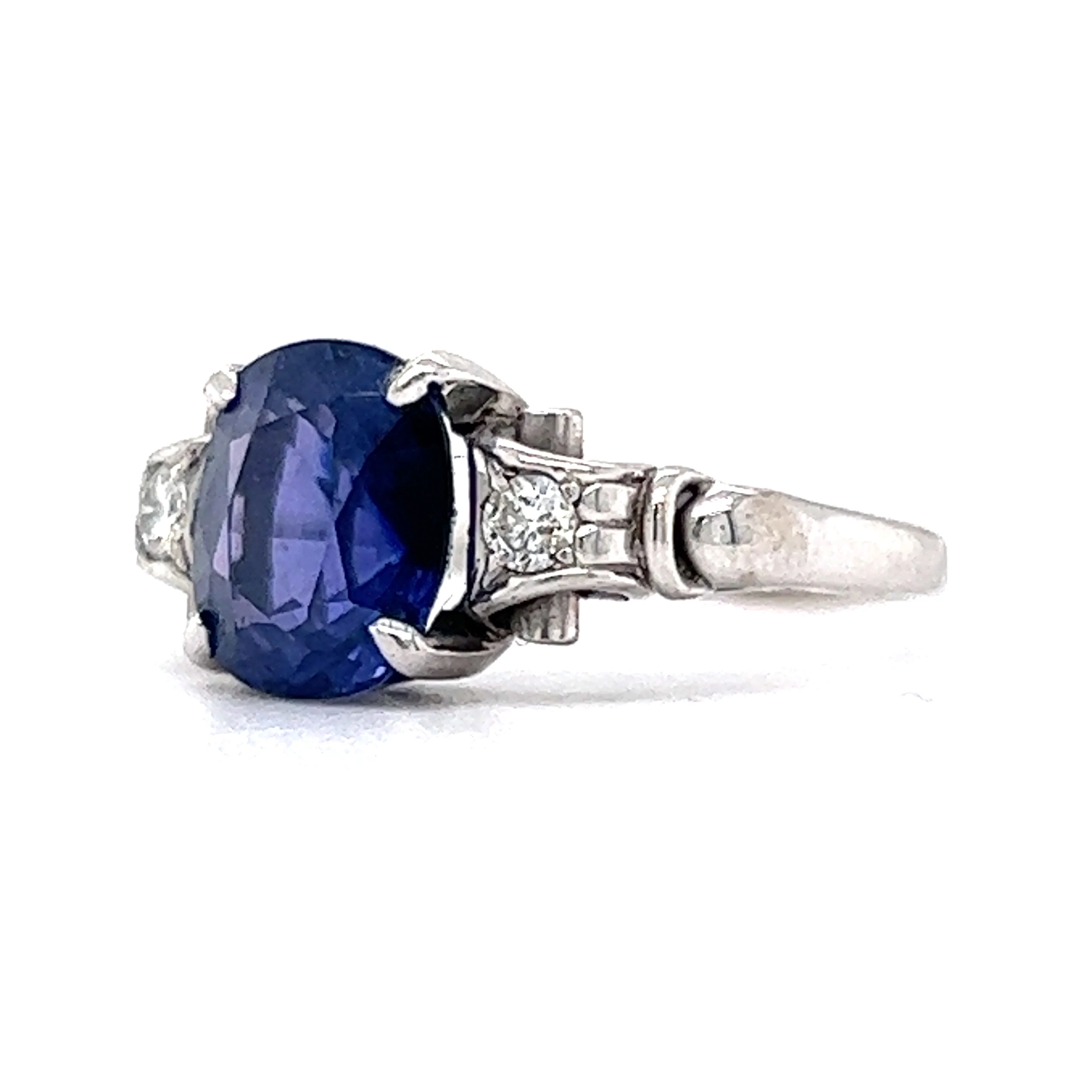 No Heat Sapphire Engagement Ring Vintage 1950's - Image 2