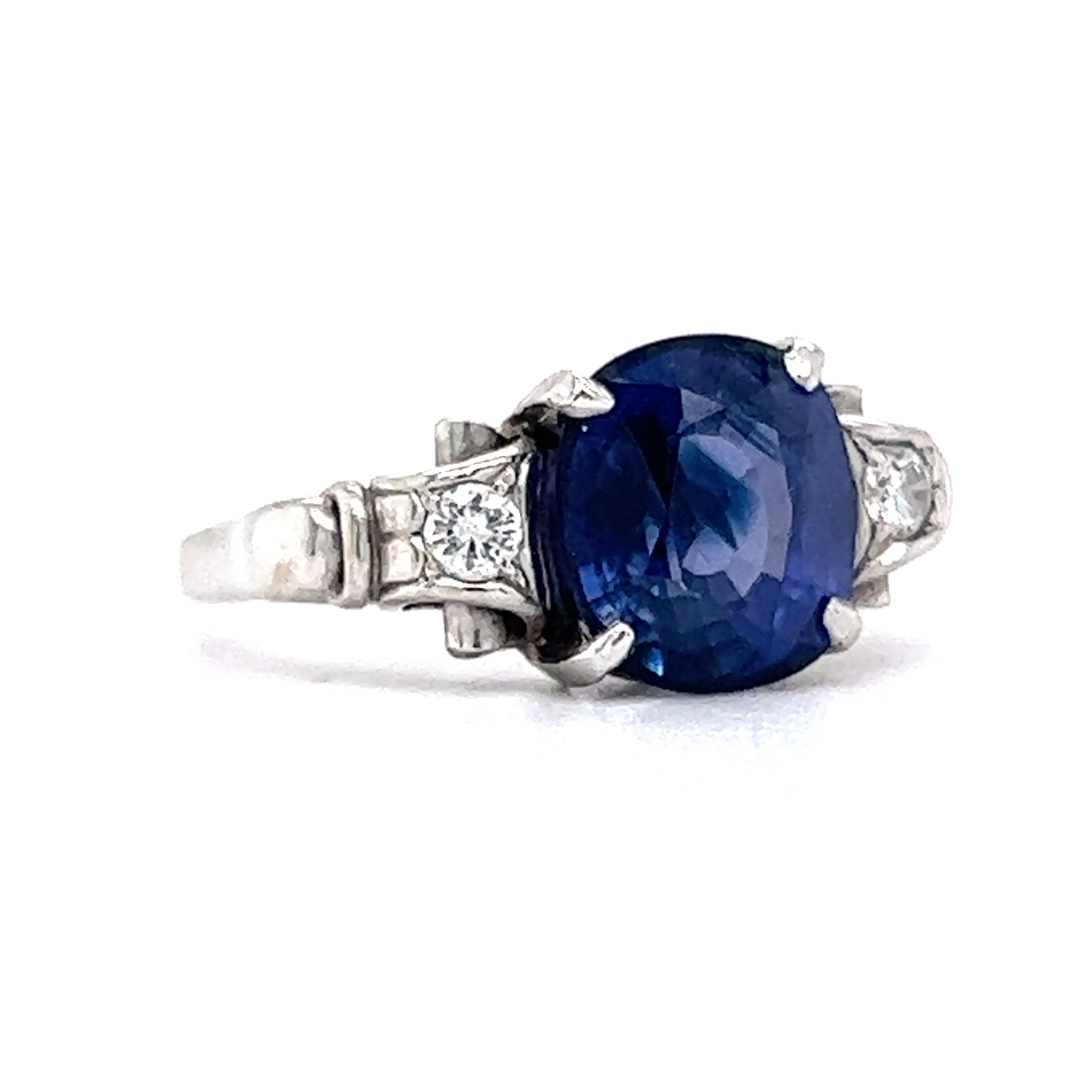 No Heat Sapphire Engagement Ring Vintage 1950's - Image 3