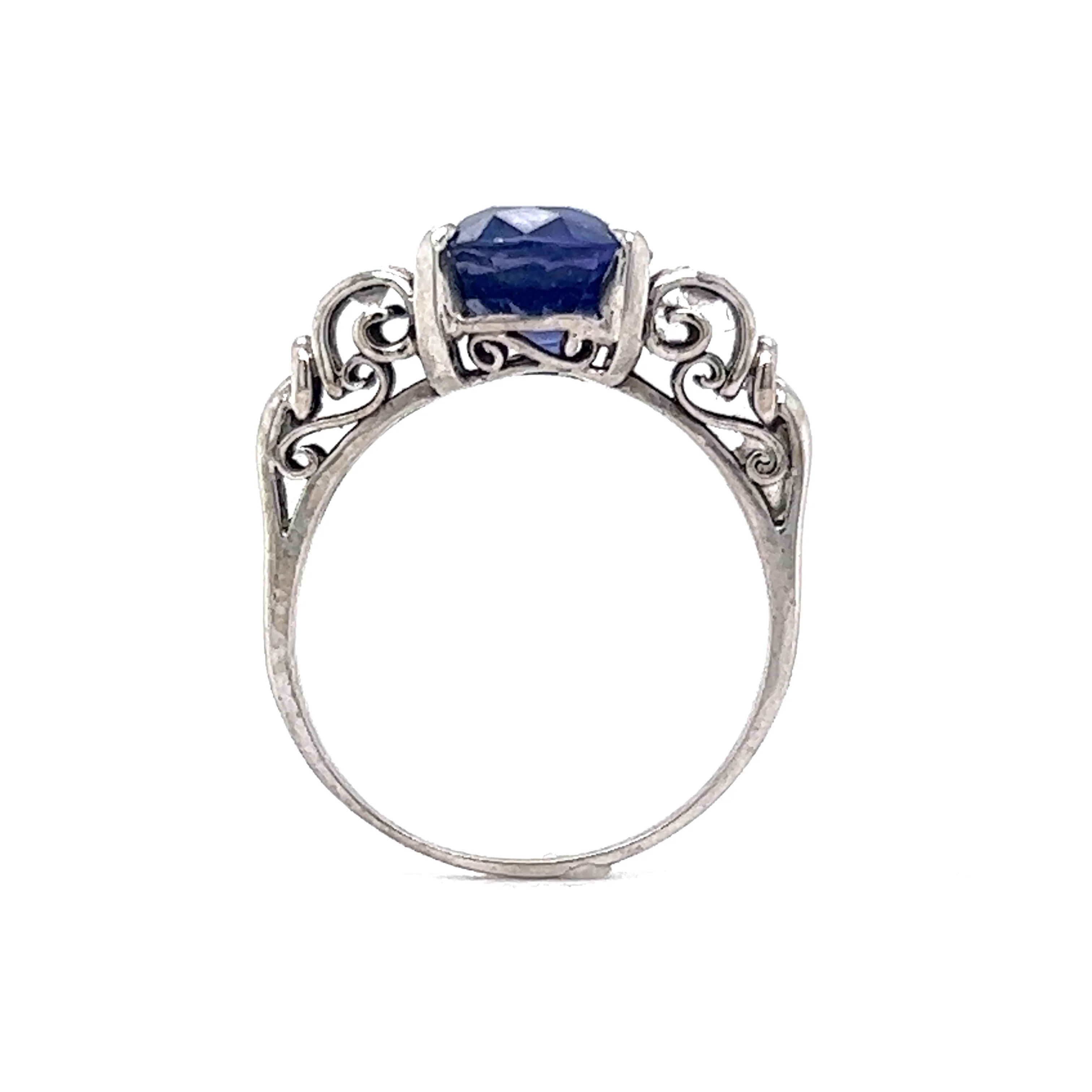 No Heat Sapphire Engagement Ring Vintage 1950's - Image 4