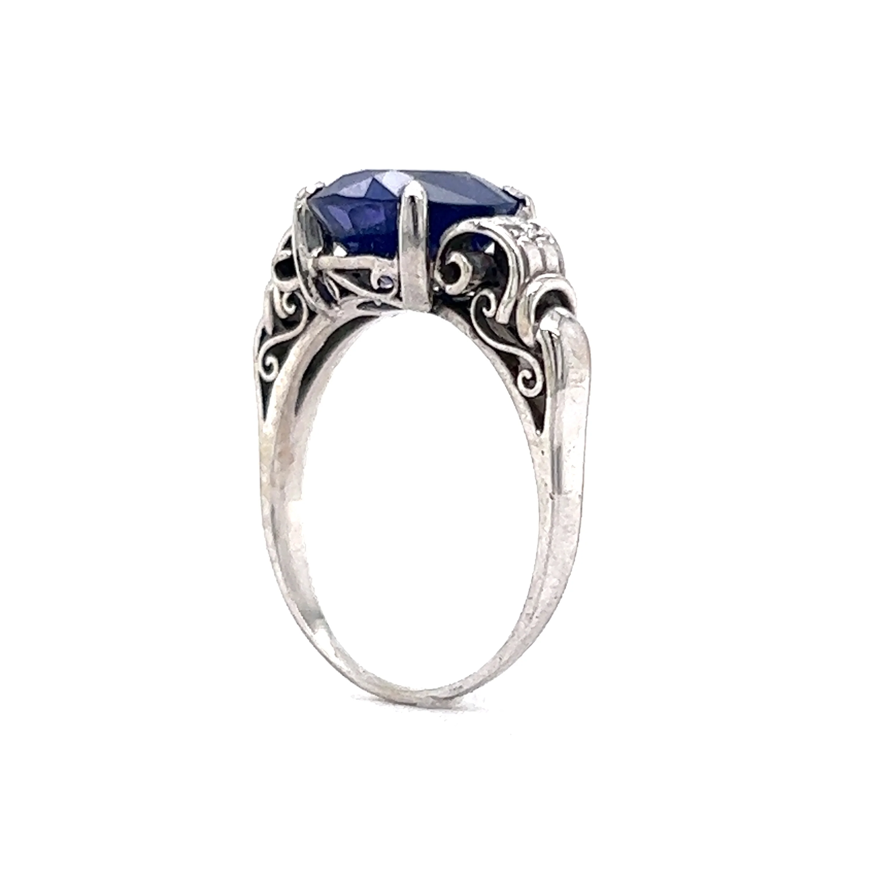 No Heat Sapphire Engagement Ring Vintage 1950's - Image 5