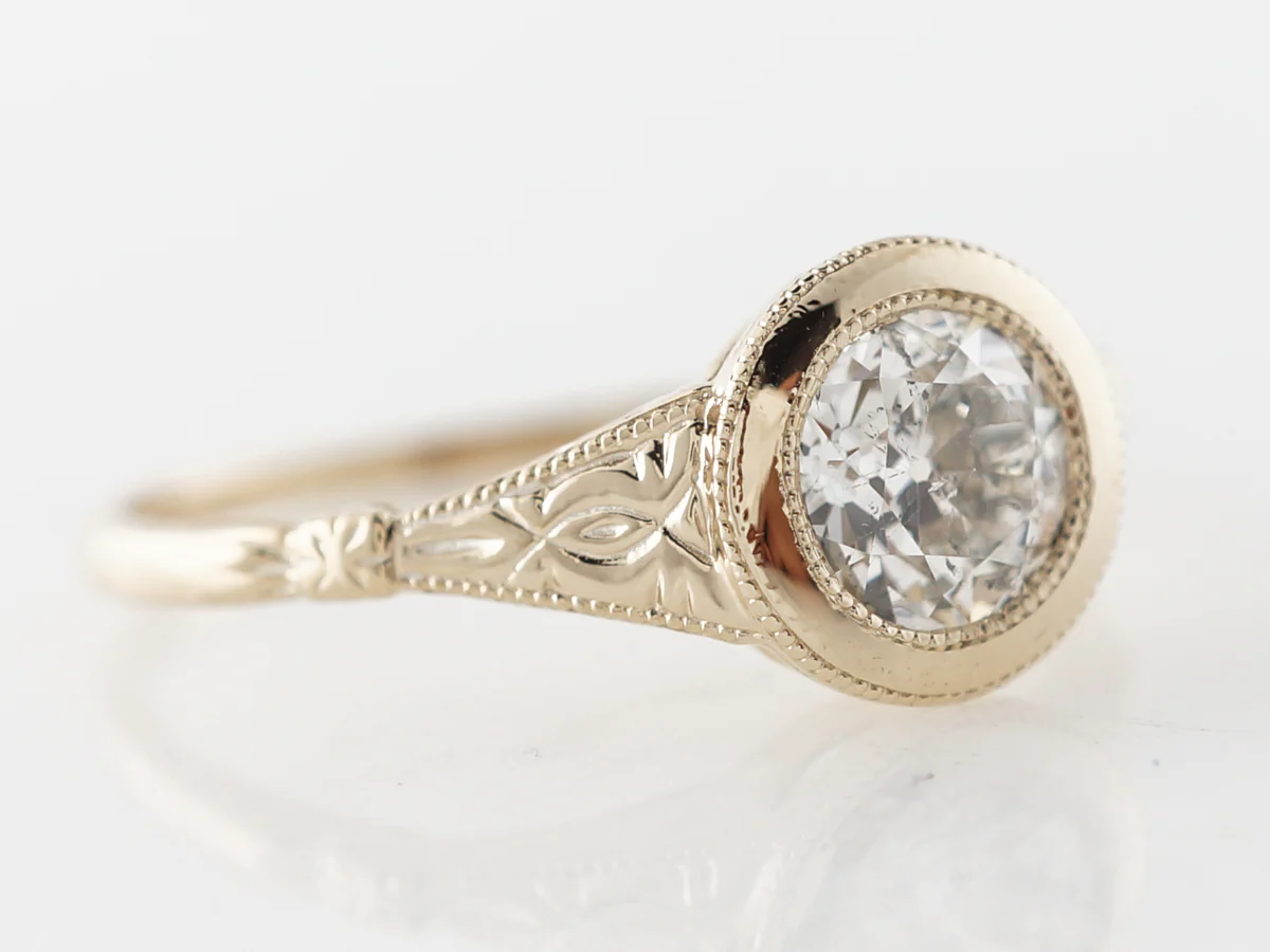 Old European Diamond Solitaire Engagement Ring in Yellow Gold - Image 3