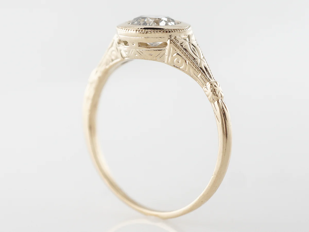 Old European Diamond Solitaire Engagement Ring in Yellow Gold - Image 4