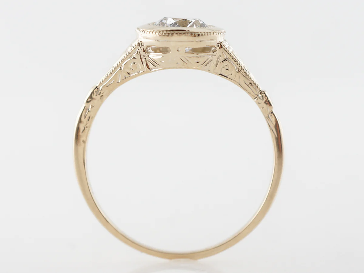 Old European Diamond Solitaire Engagement Ring in Yellow Gold - Image 5