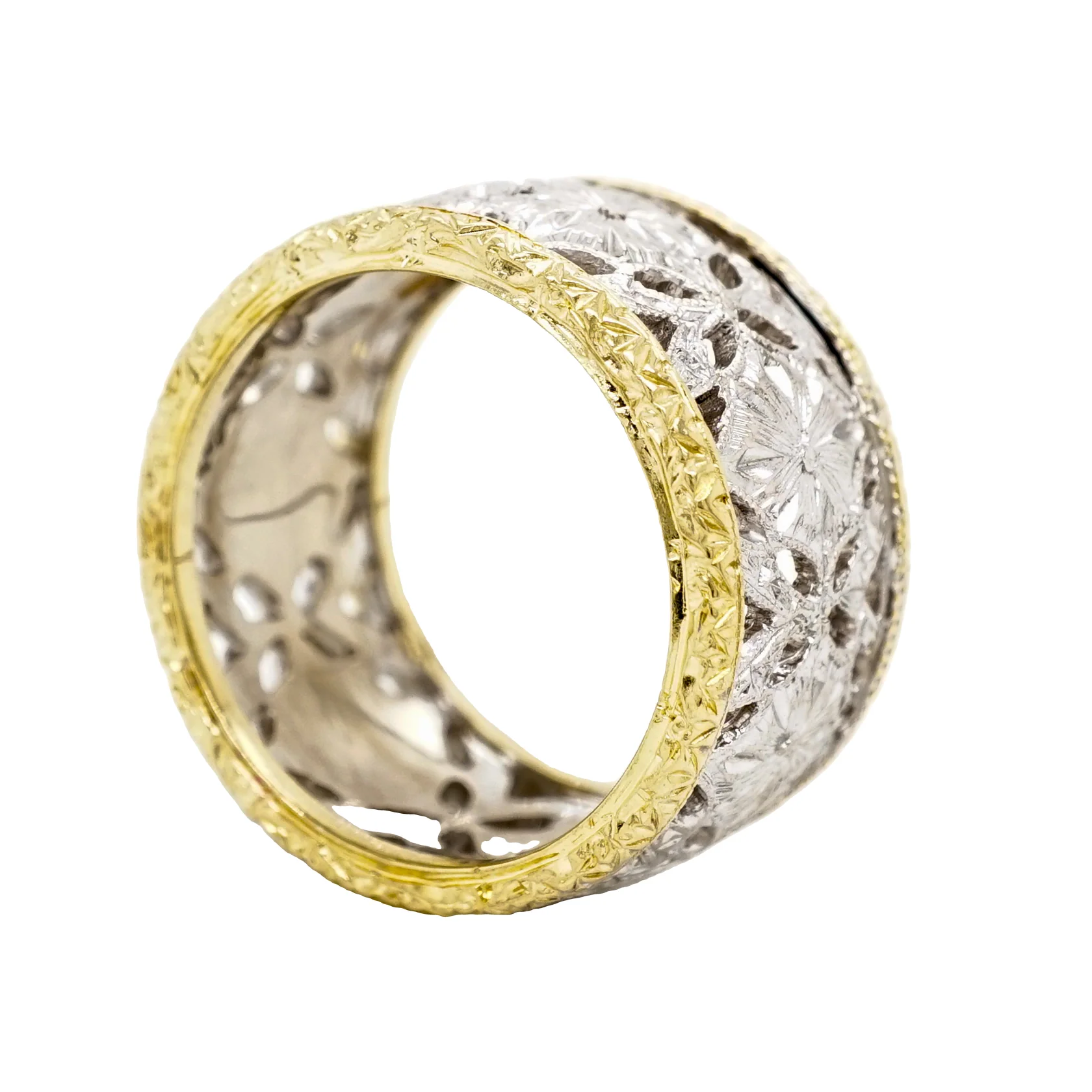 Mid-Century Two-Tone Ring in 18k Yellow and White Gold - Image 2