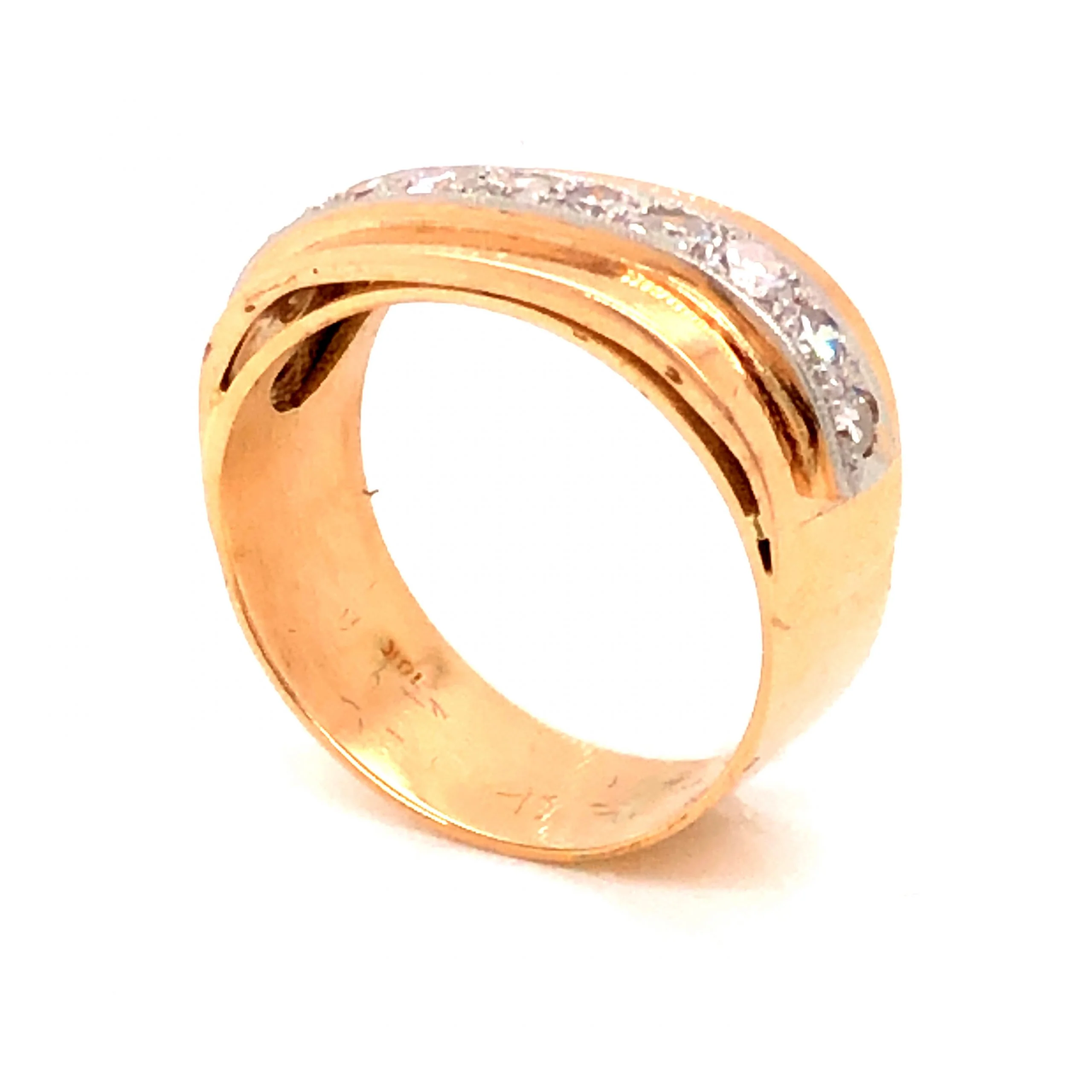 Retro Two-Tone Diamond Cocktail Ring in 18k Rose Gold - Image 2