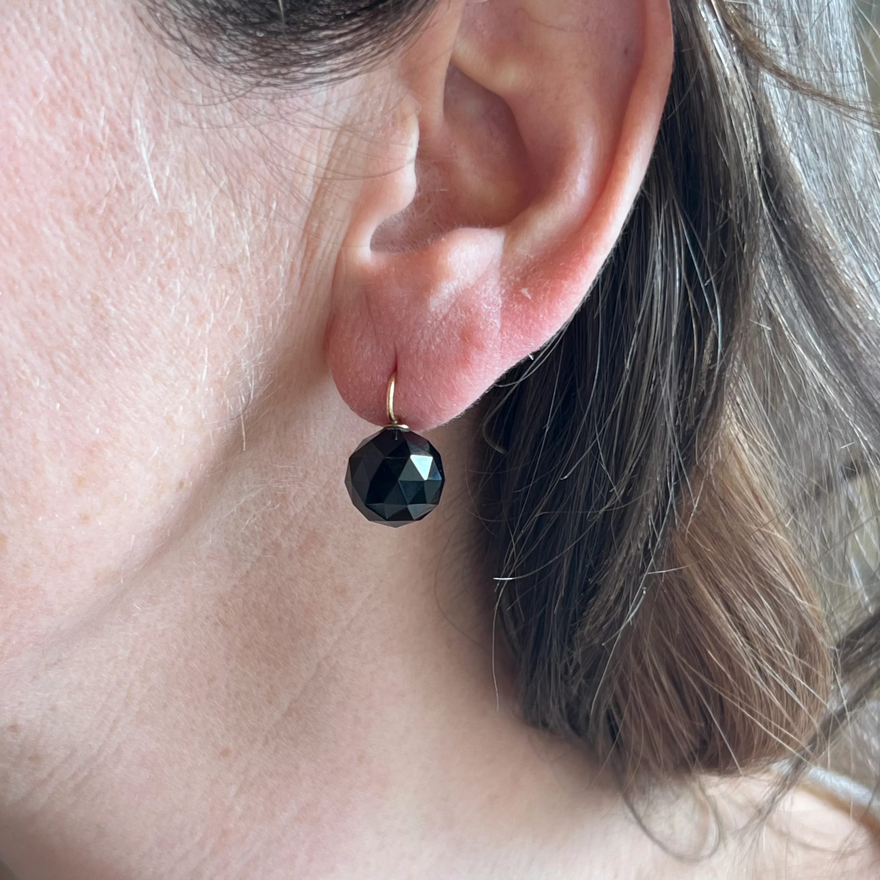 Onyx Bead Dangle Earrings in 14k Yellow Gold - Image 4