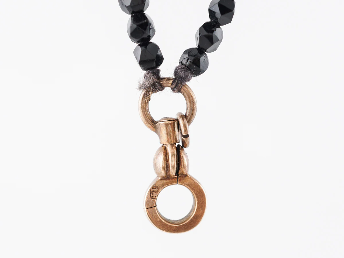 Onyx Bead Necklace w/ Dowsy Clasp in 14k Rose Gold - Image 3