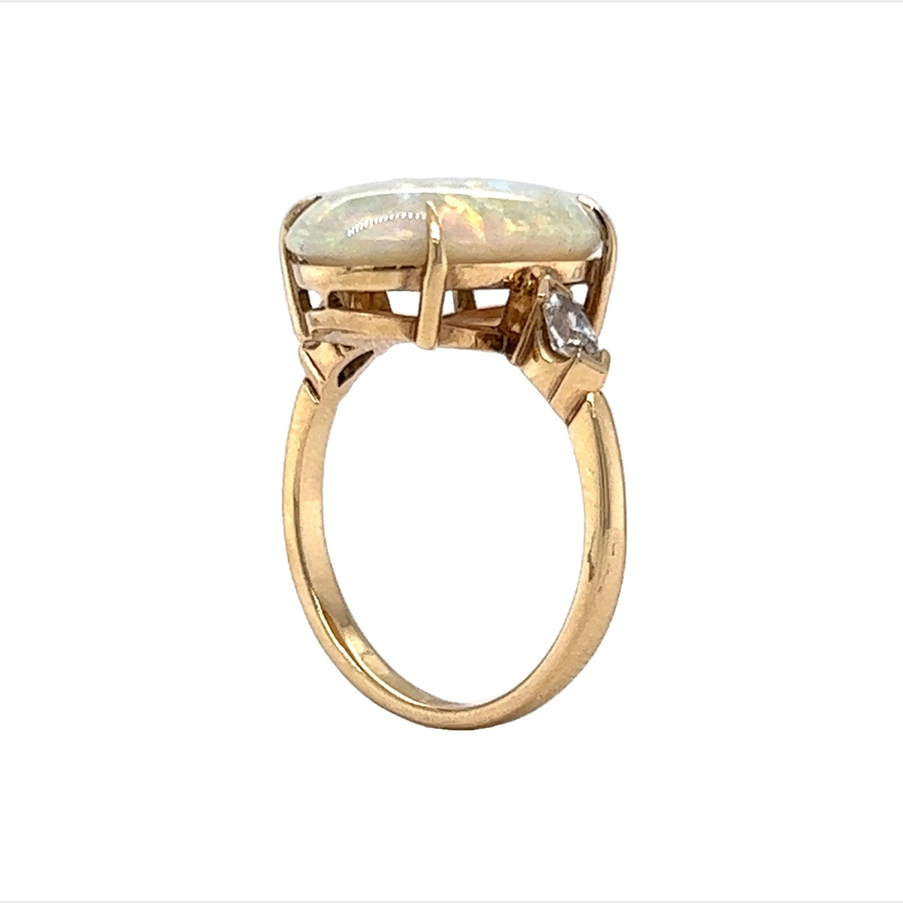 Opal Cocktail Ring w/ Marquise Diamonds in Yellow Gold - Image 5