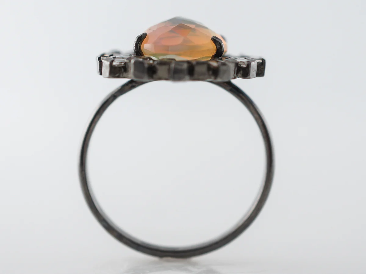 Opal & Diamond Halo Cocktail Ring in Sterling Silver - Image 4