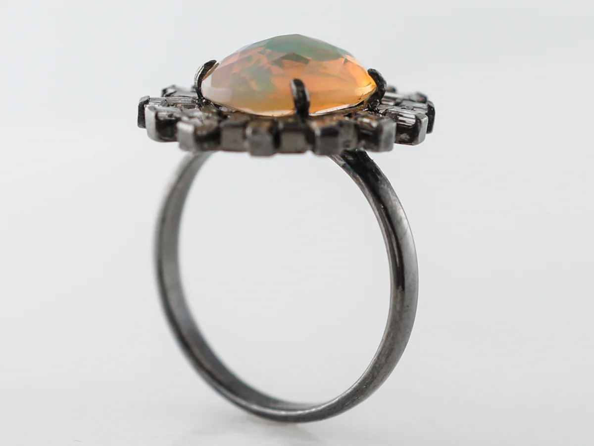 Opal & Diamond Halo Cocktail Ring in Sterling Silver - Image 5