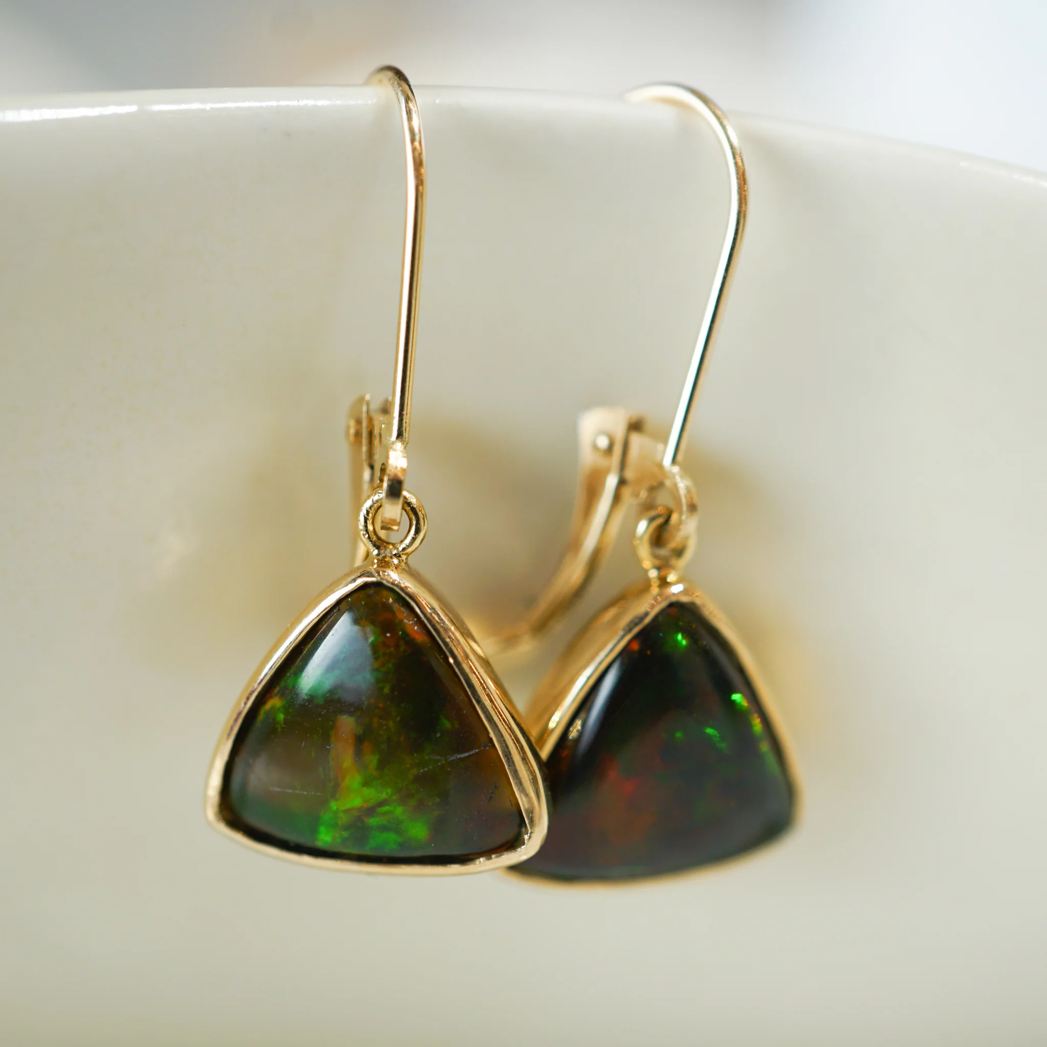Opal Drop Earrings in 14K Yellow Gold - Image 4