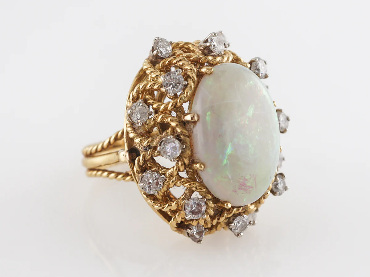 Opal Mid-Century Convertible Ring 18k Yellow Gold - Image 3