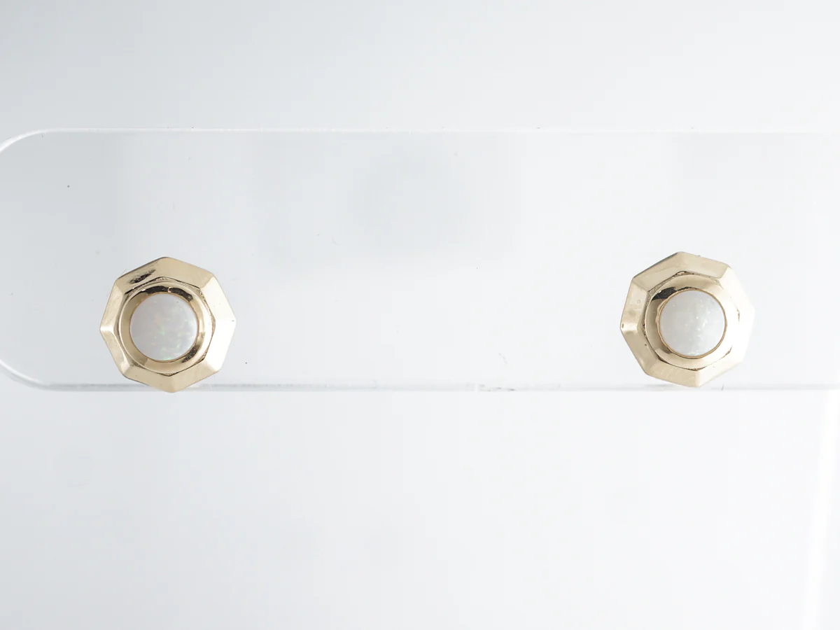 Opal Stud Earrings in 14k Yellow Gold