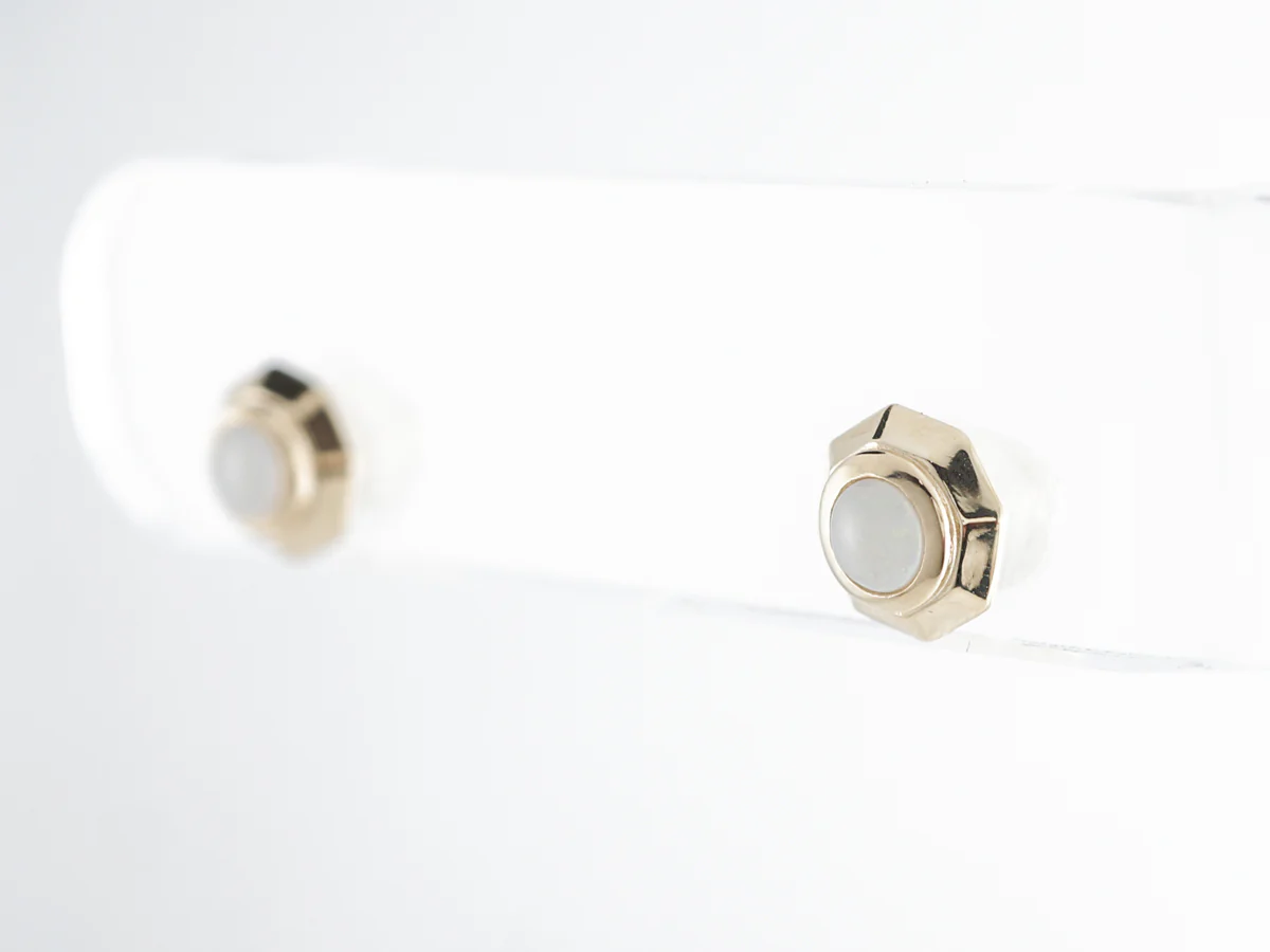 Opal Stud Earrings in 14k Yellow Gold - Image 2