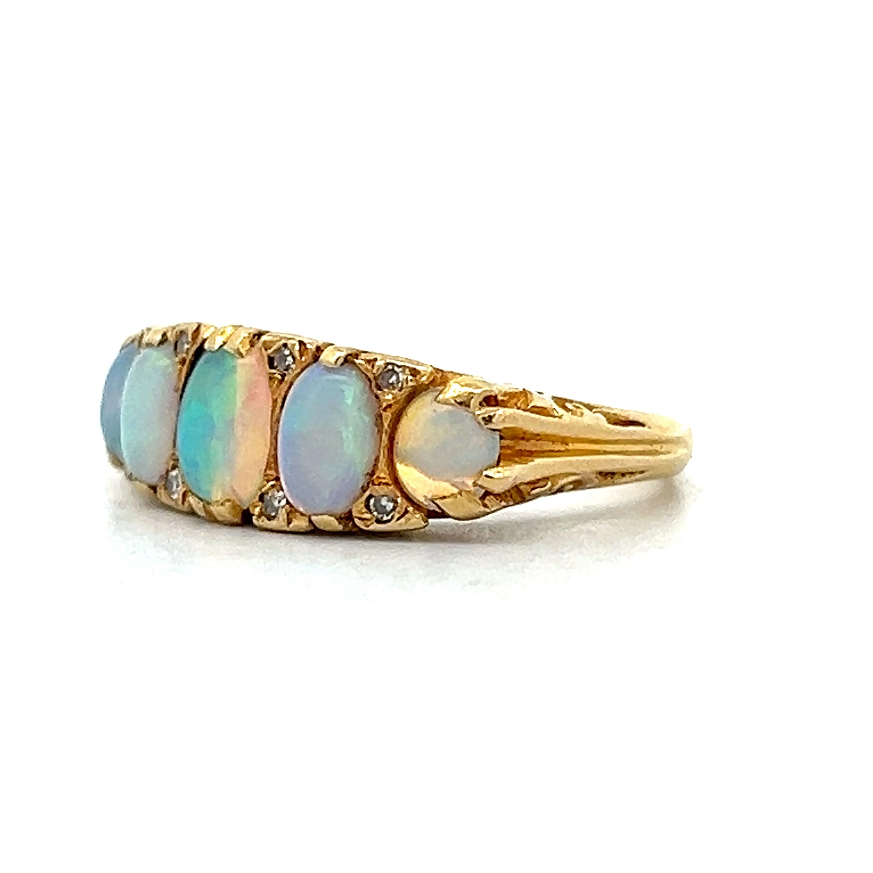Ornate Victorian Opal Cocktail Ring in 14k Yellow Gold - Image 2