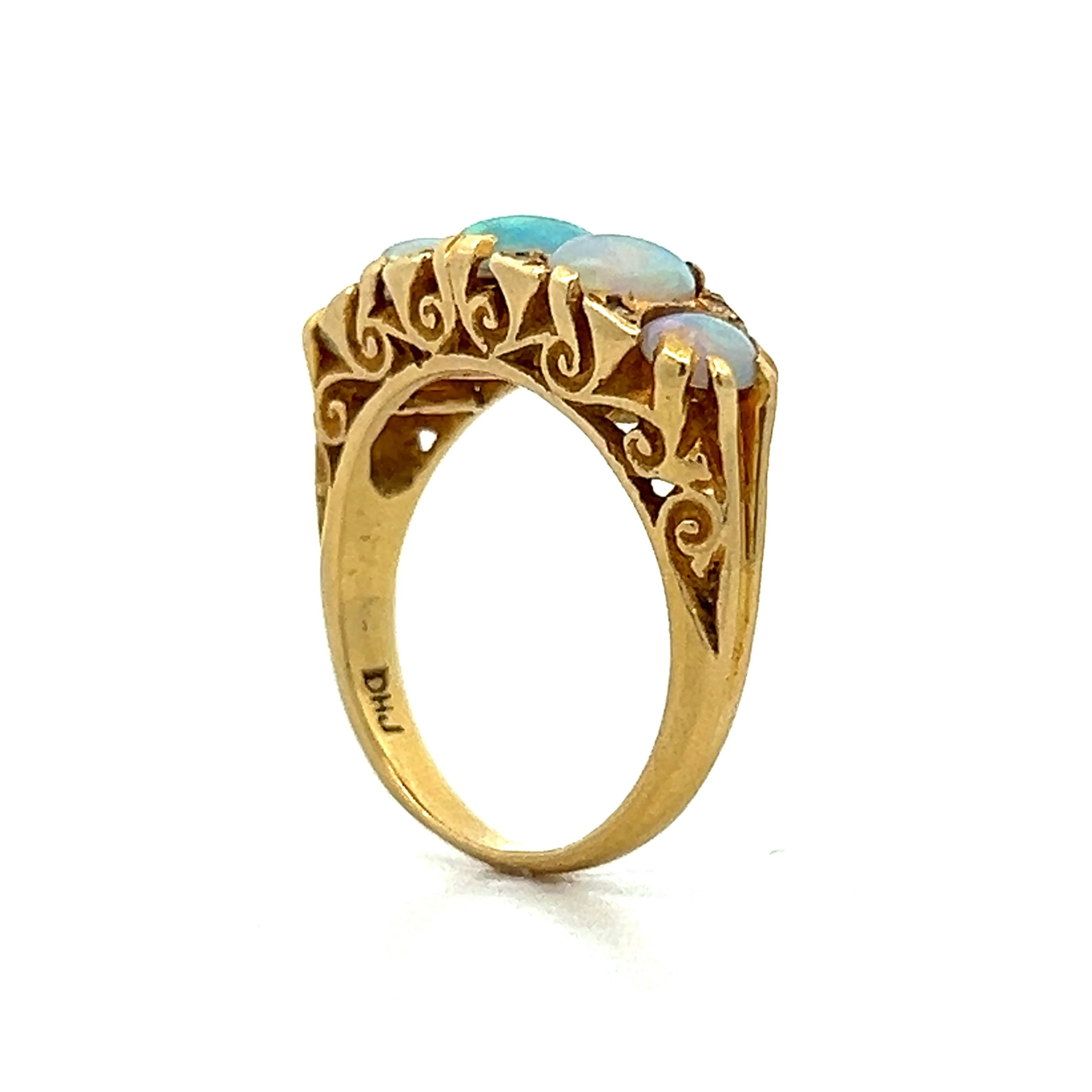 Ornate Victorian Opal Cocktail Ring in 14k Yellow Gold - Image 5