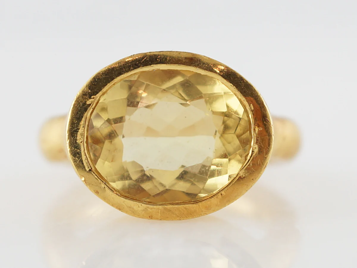 Oval Cut Citrine Cocktail Ring 7 Carats in 22k Yellow Gold