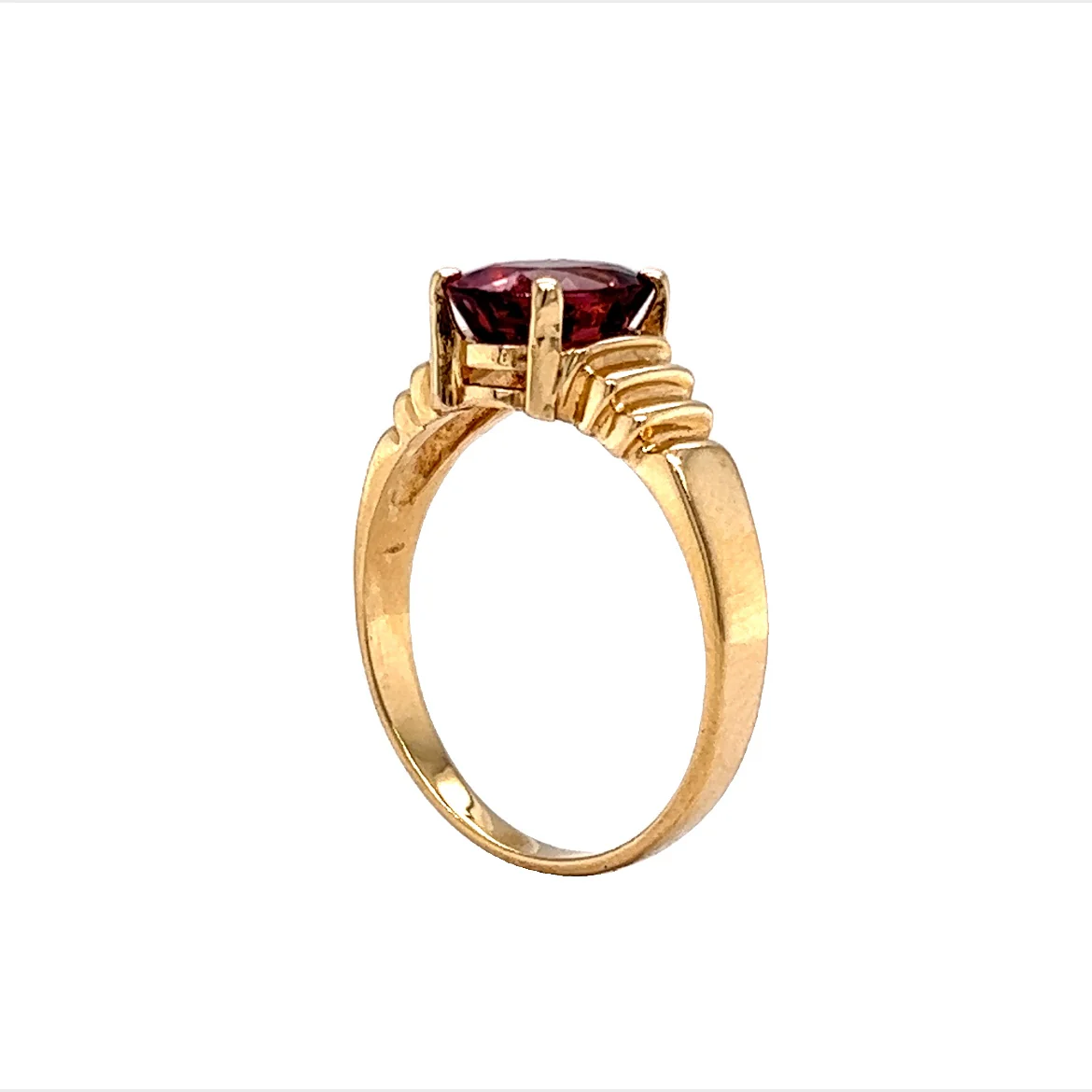 Oval Cut Pink Tourmaline Ring in 14k Yellow Gold - Image 5