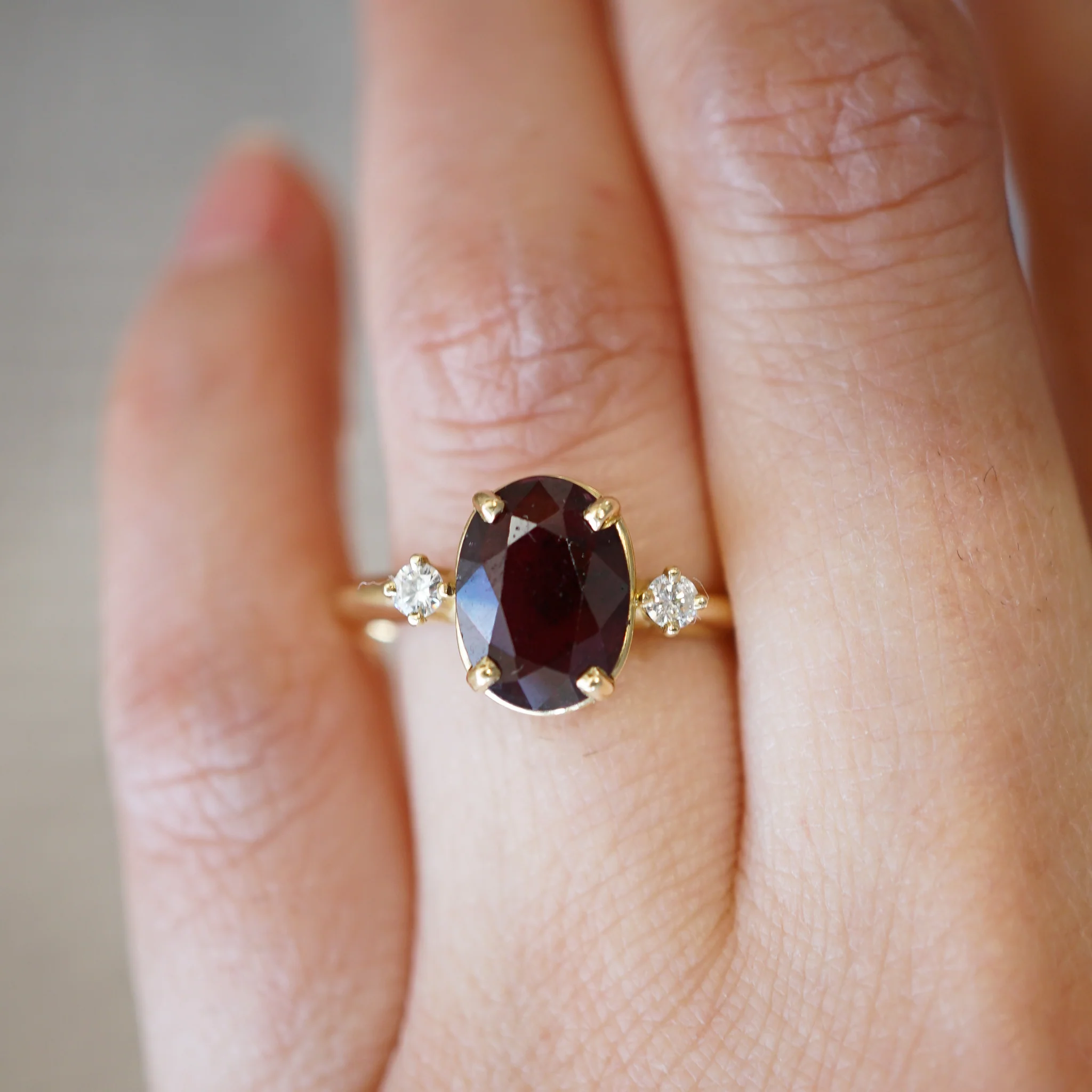 Oval Cut Ruby Engagement Ring in 14k Yellow Gold - Image 6