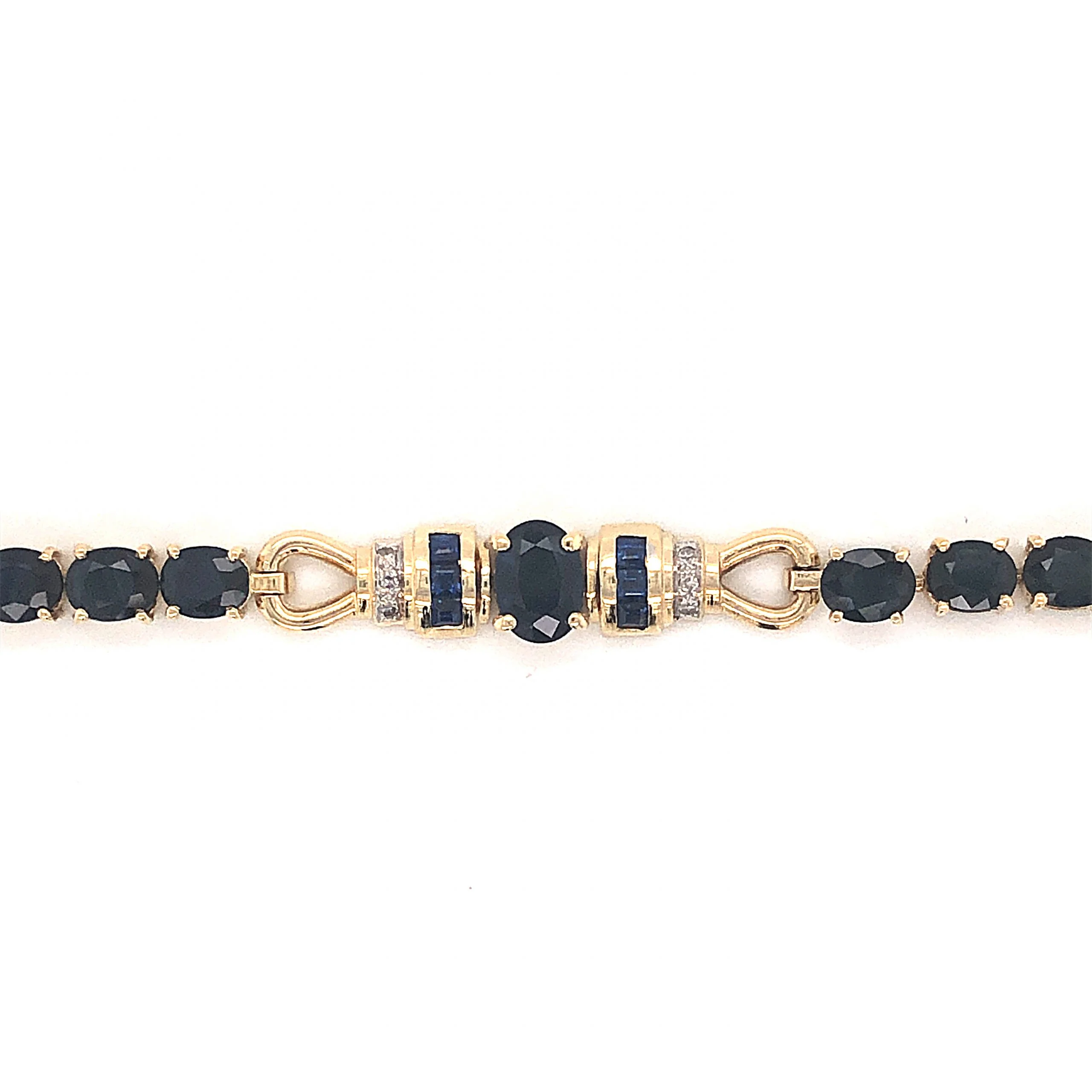 Oval Cut Sapphire Bracelet w/ Diamonds in 14k Yellow Gold - Image 5