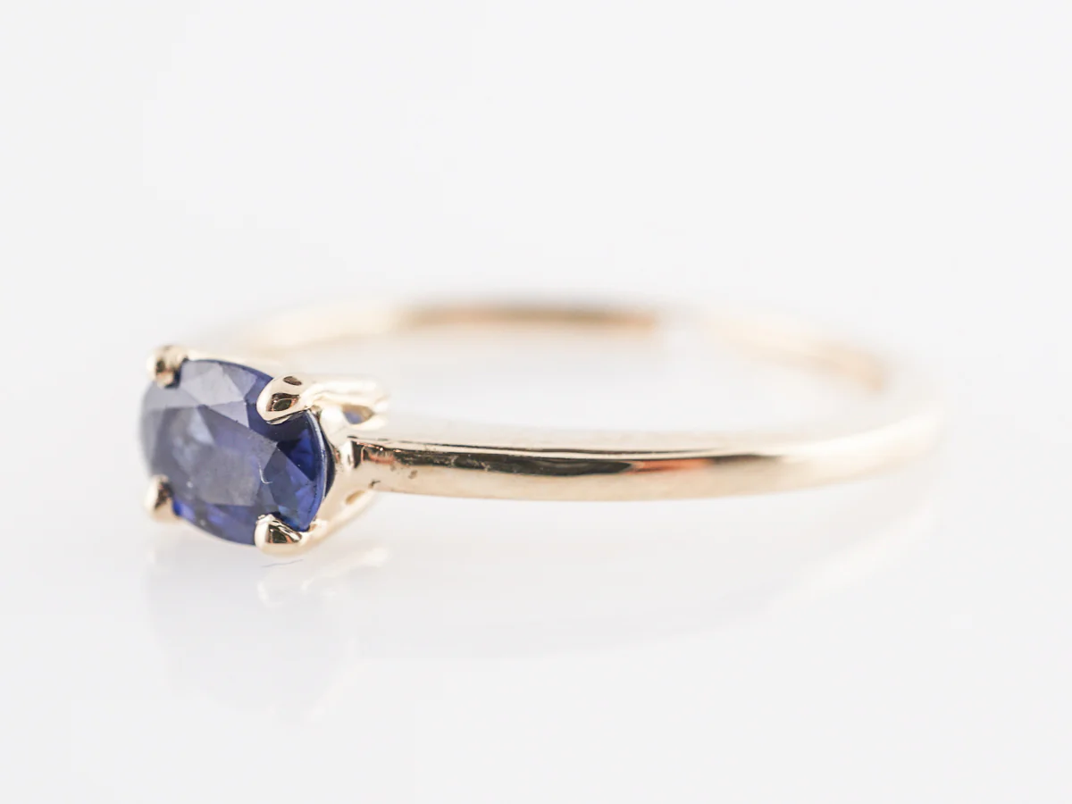 Oval Cut Sapphire Engagement Ring in 14K Yellow Gold - Image 2