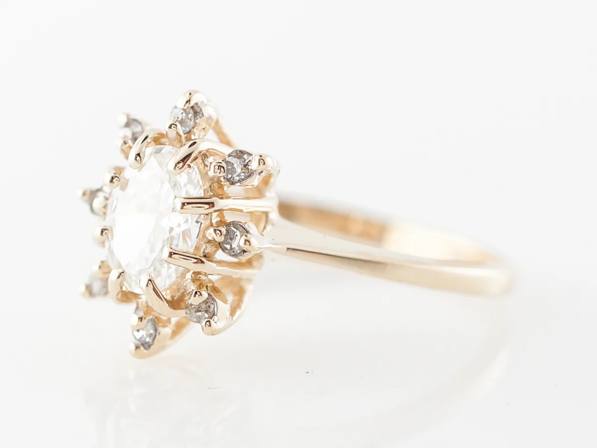 Oval Diamond Halo Engagement Ring in Yellow Gold - Image 2