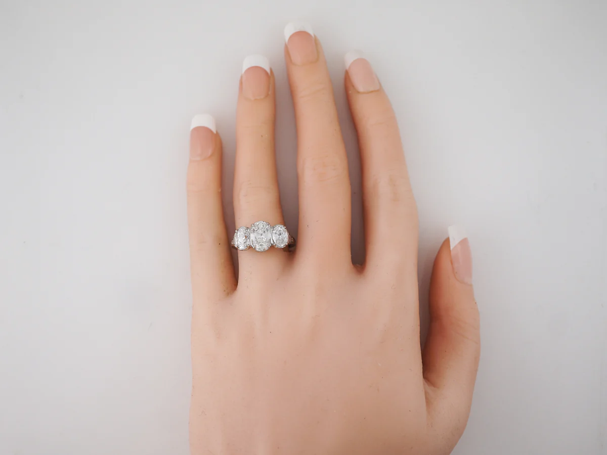 Oval Diamond Three Stone Engagement Ring E/VVS2 - Image 6