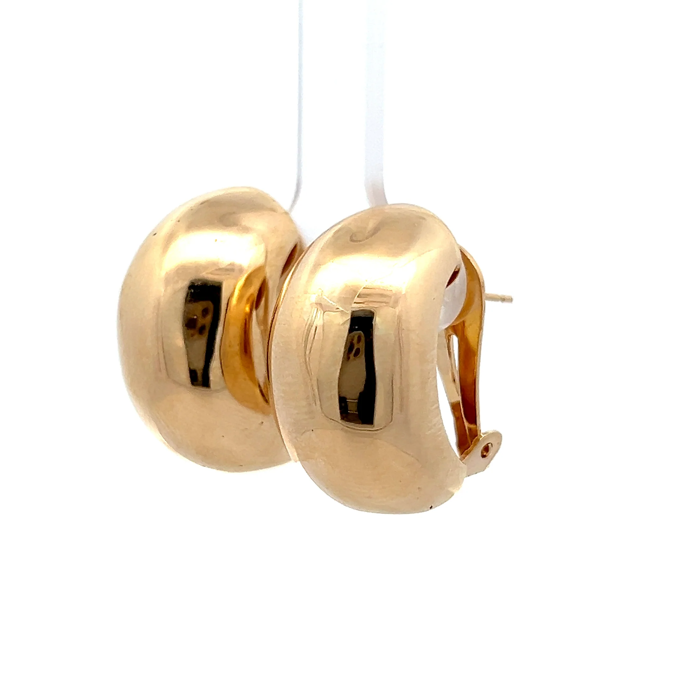 Oval Domed Bubble Stud Hoop Earrings in 14k - Image 2