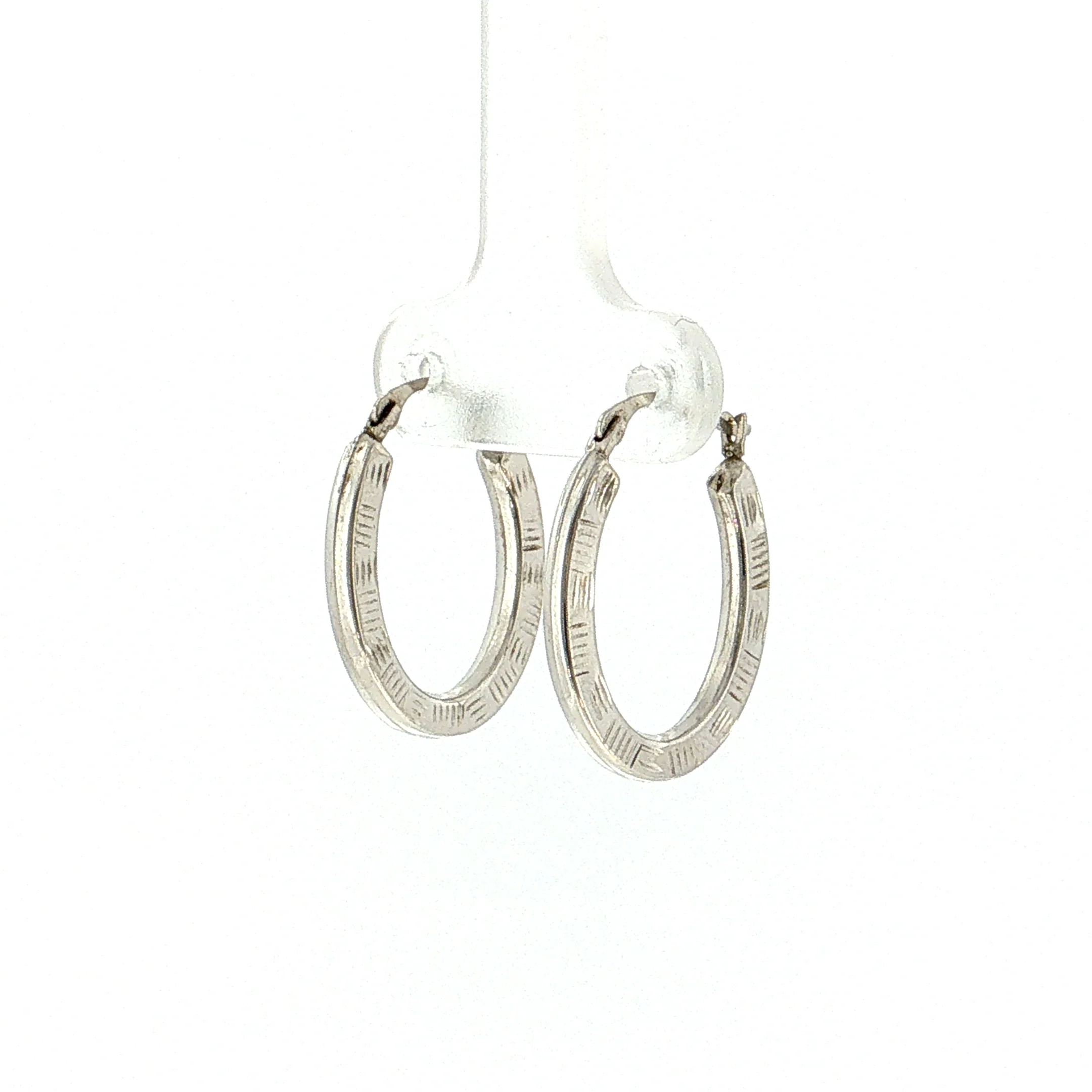 Oval Hoop Earrings 14k White Gold - Image 2