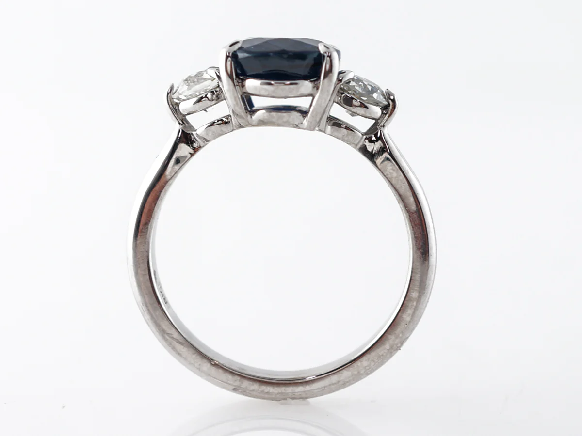 Oval Sapphire & Diamond Engagement Ring 18k White Gold - Image 4