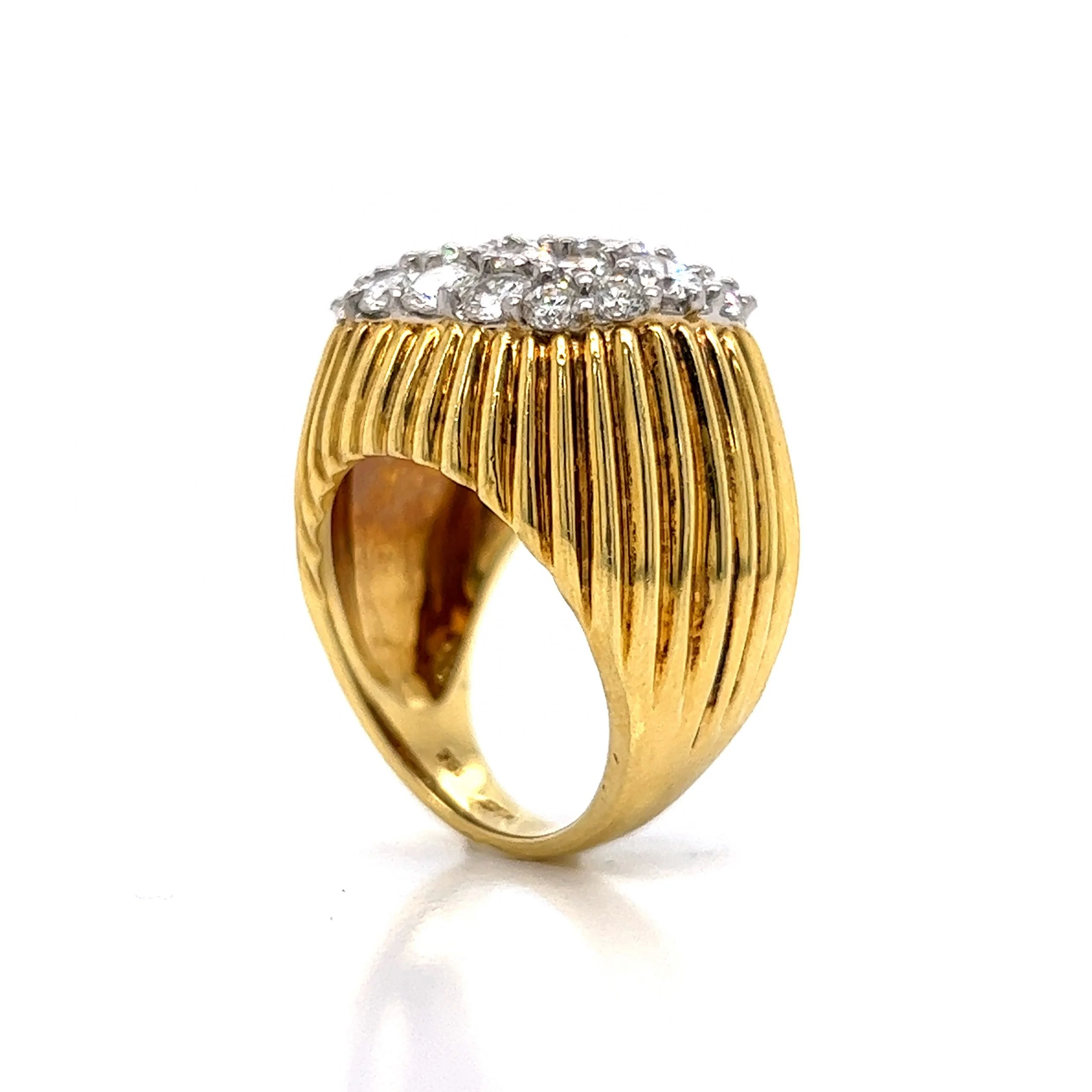 Oval Shaped Diamond Textured Cocktail Ring in 18k & Platinum - Image 5